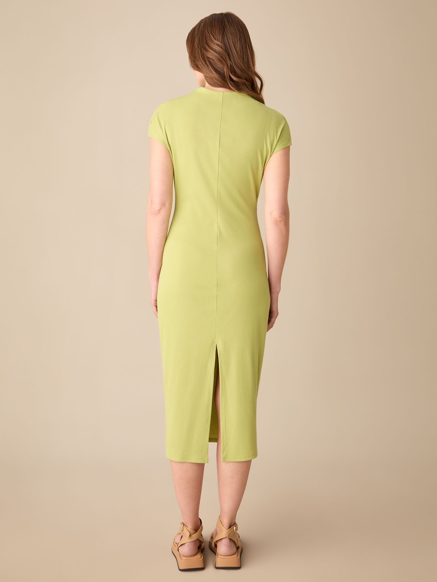 Ro&Zo Petite Narrow Rib Knit Midi Dress, Green, 8