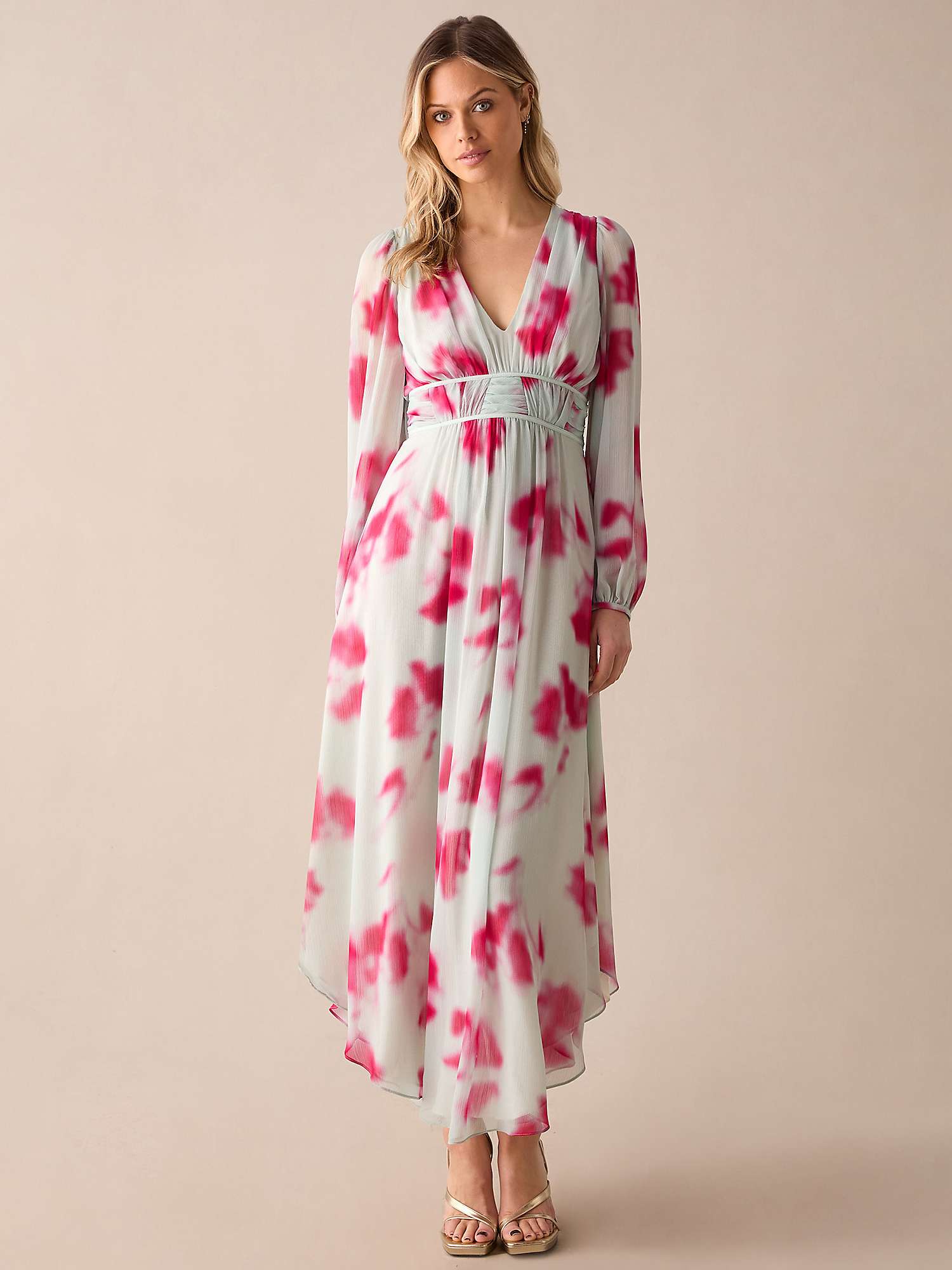 Buy Ro&Zo Stephanie Blurred Floral Maxi Dress, Pink/White Online at johnlewis.com