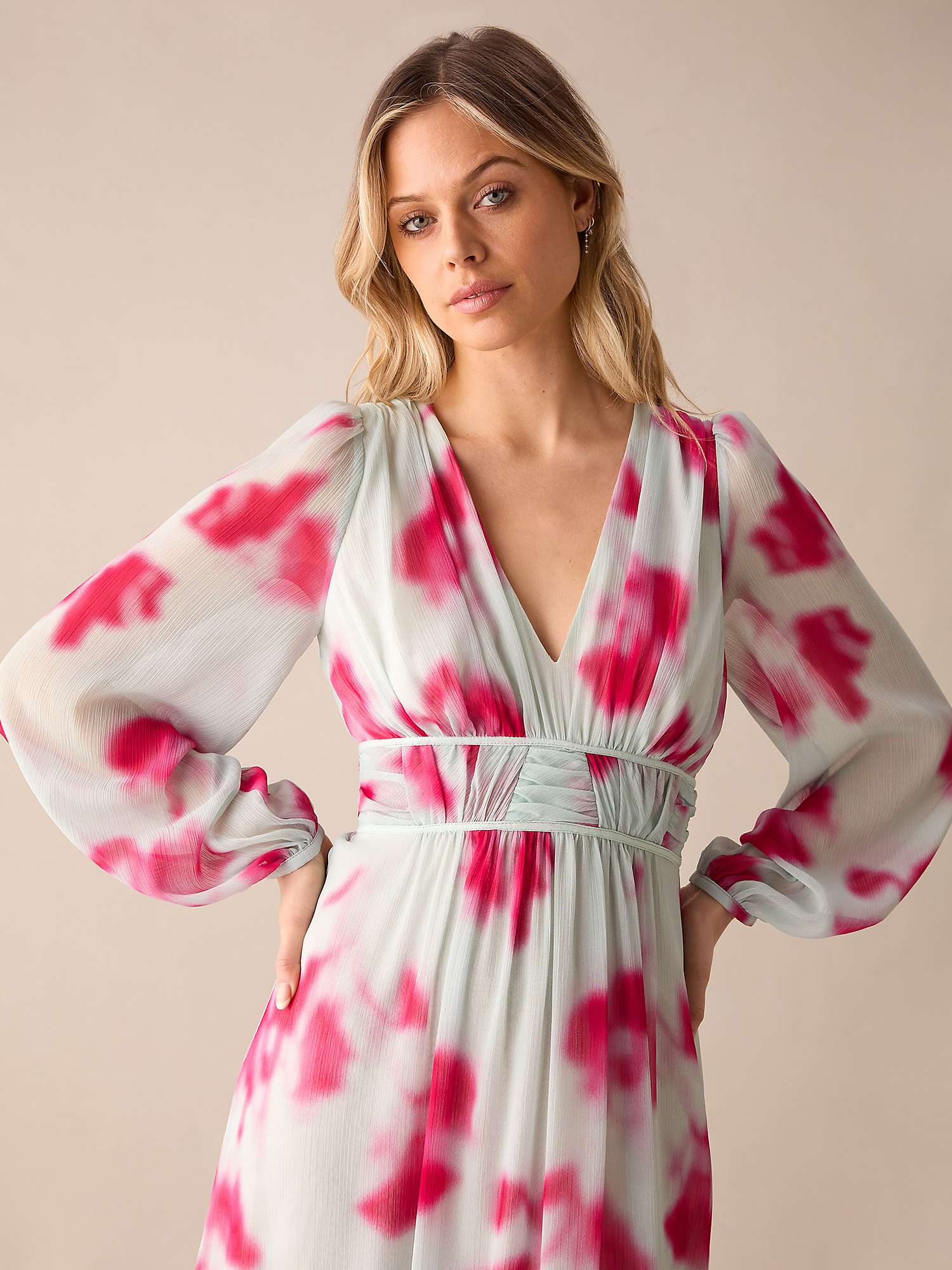 Buy Ro&Zo Stephanie Blurred Floral Maxi Dress, Pink/White Online at johnlewis.com