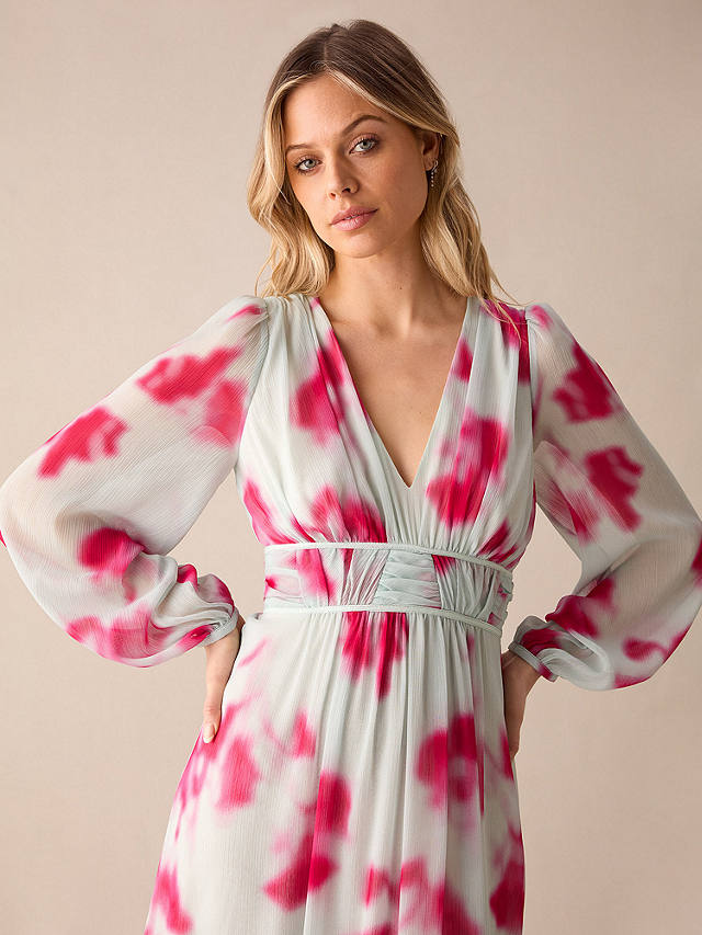 Ro&Zo Stephanie Blurred Floral Maxi Dress, Pink/White