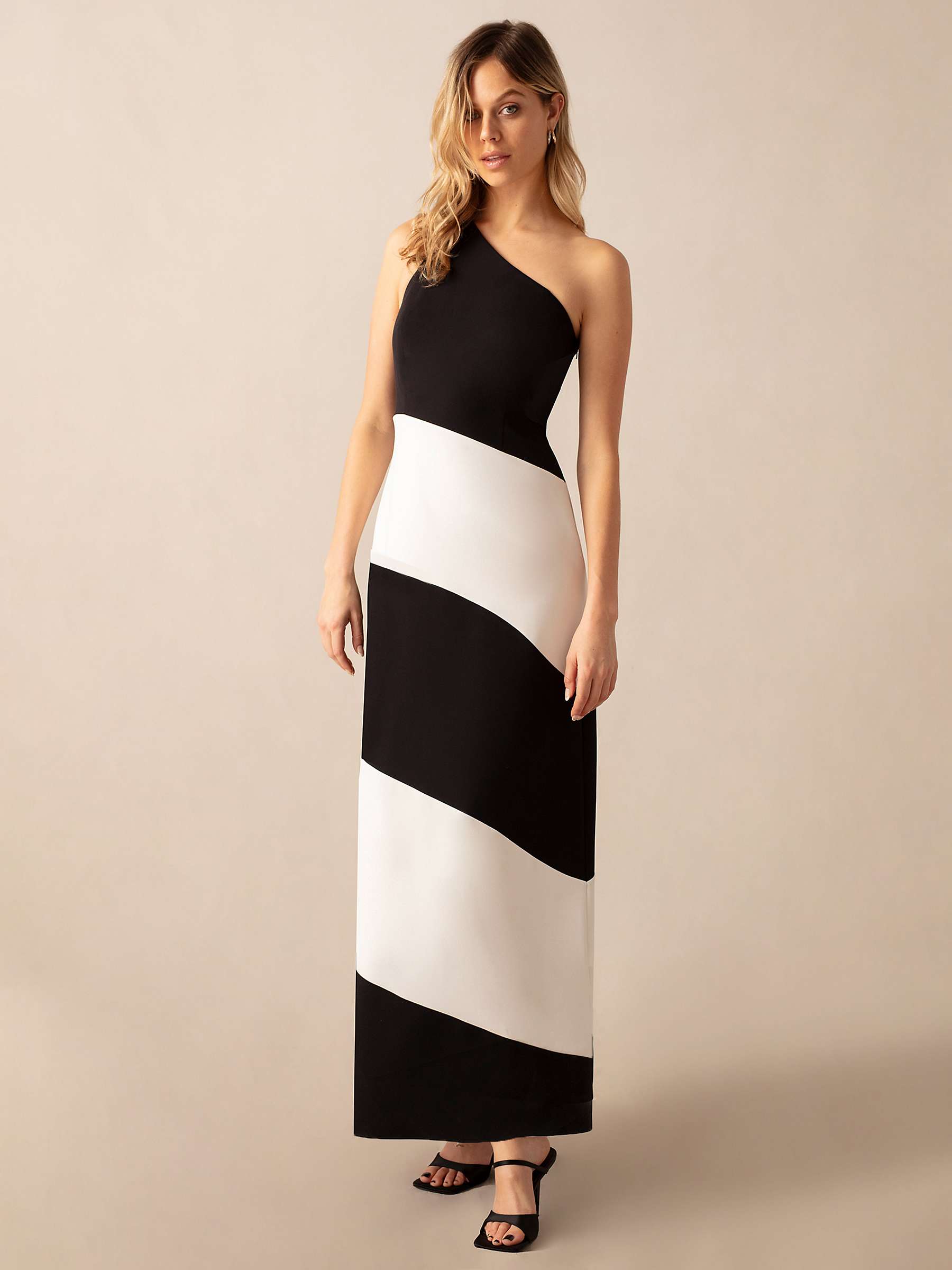 Buy Ro&Zo Sofia Mono Stripe One Shoulder Maxi Dress, Black/White Online at johnlewis.com