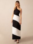 Ro&Zo Sofia Mono Stripe One Shoulder Maxi Dress, Black/White