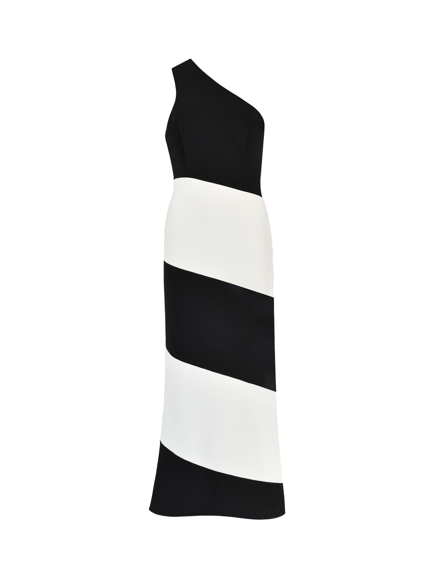 Ro&Zo Sofia Mono Stripe One Shoulder Maxi Dress, Black/White, 6