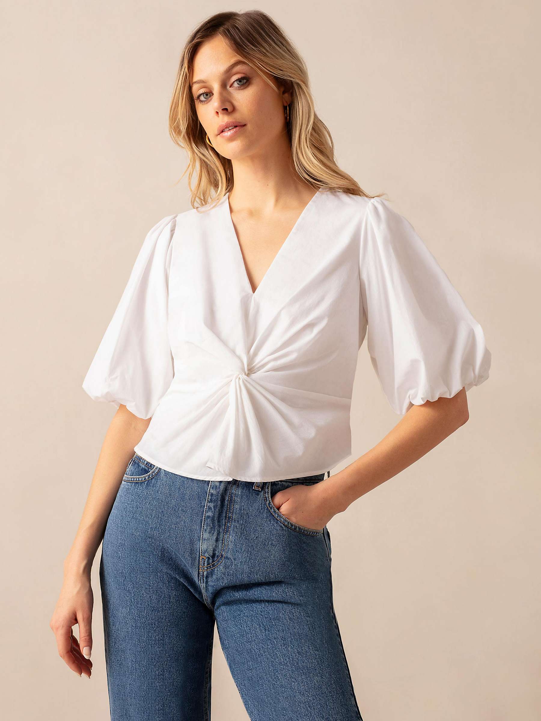 Buy Ro&Zo Cotton Twist Front Blouse, White Online at johnlewis.com