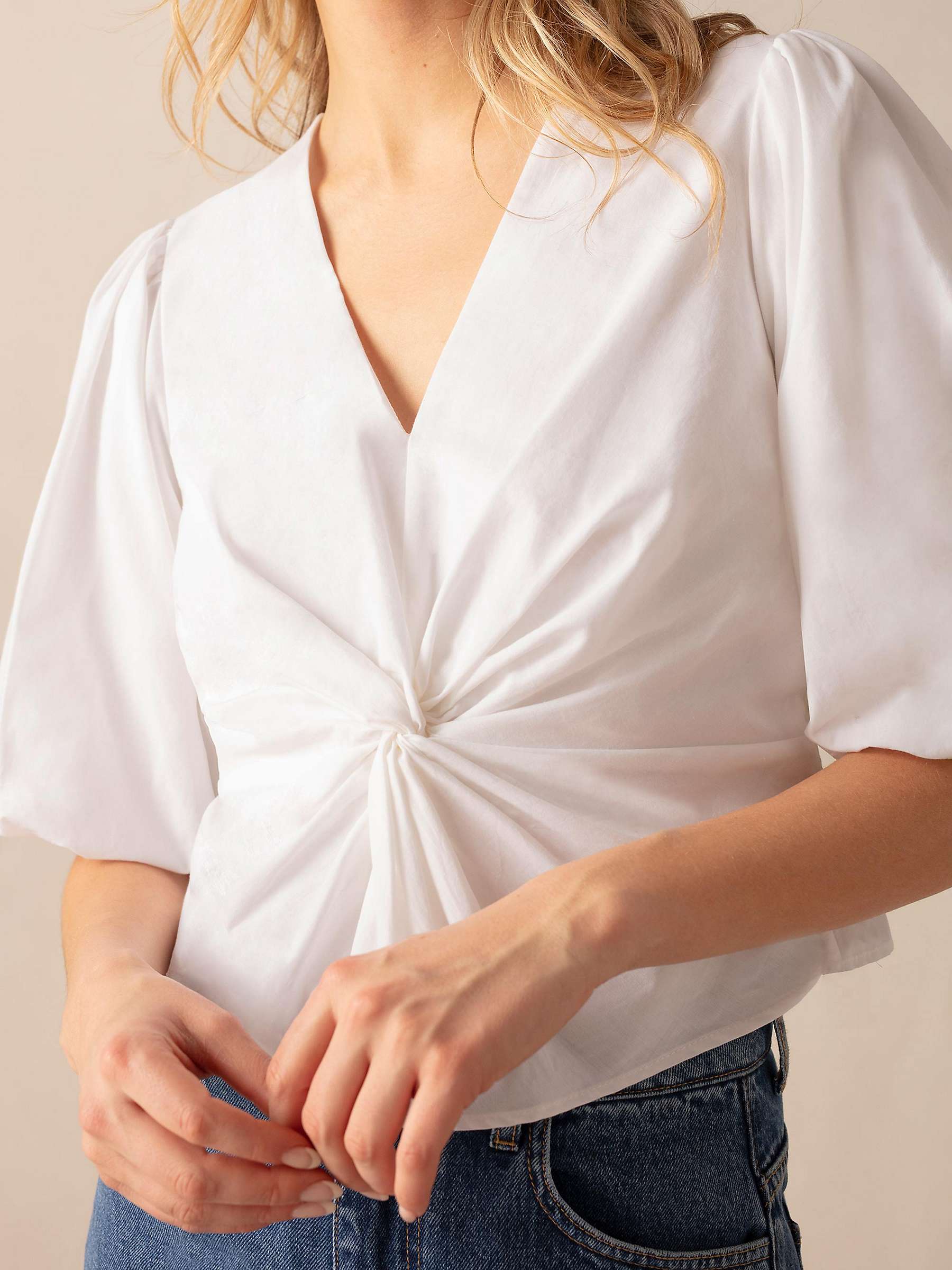 Buy Ro&Zo Cotton Twist Front Blouse, White Online at johnlewis.com