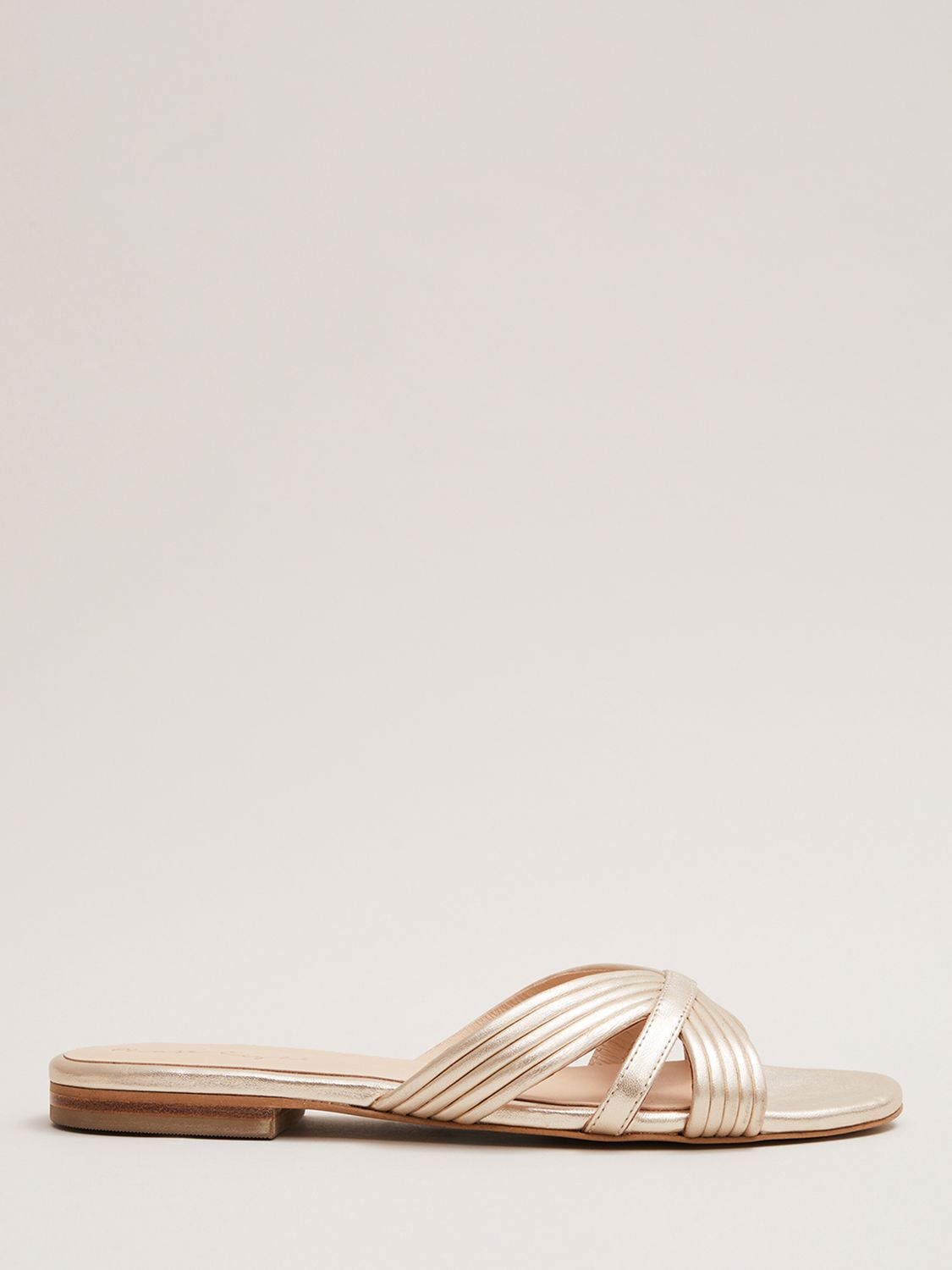 Phase Eight Leather Slip On Sandals, Gold, EU39