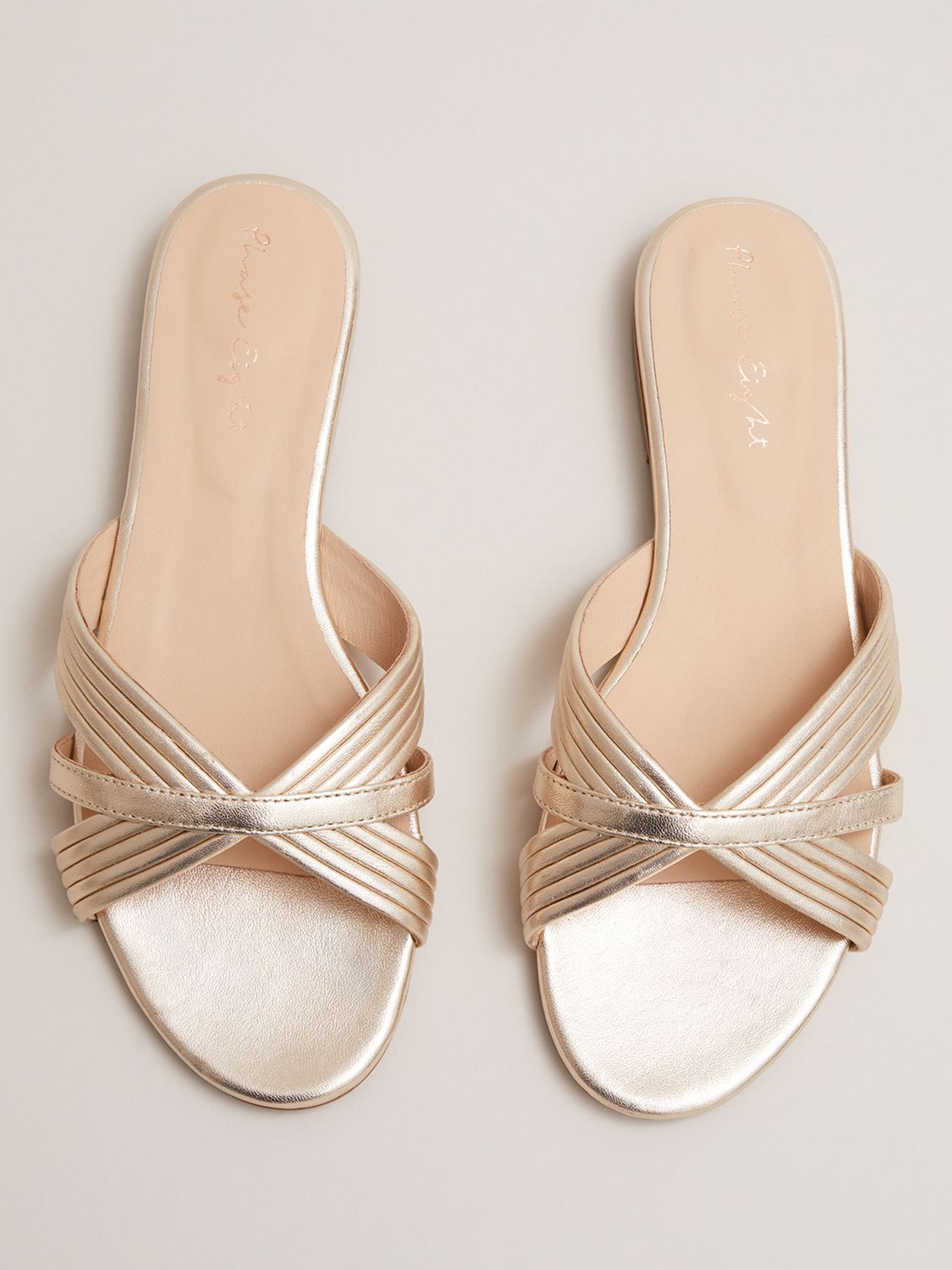 Buy Phase Eight Leather Slip On Sandals, Gold Online at johnlewis.com