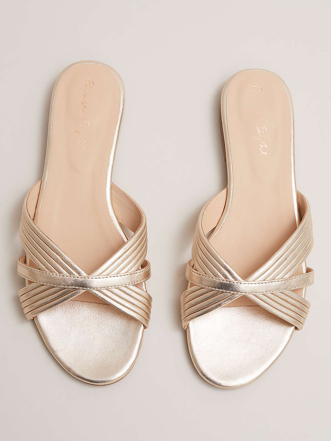 Buy Phase Eight Leather Slip On Sandals, Gold Online at johnlewis.com