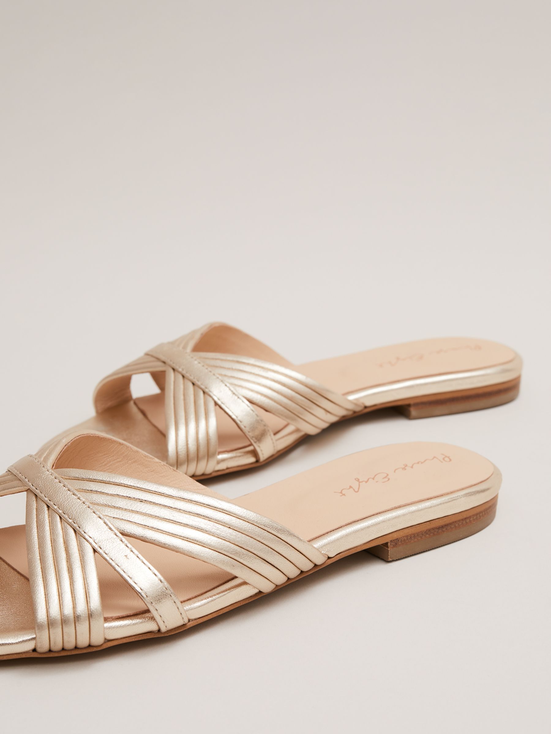 Phase Eight Leather Slip On Sandals, Gold, EU39
