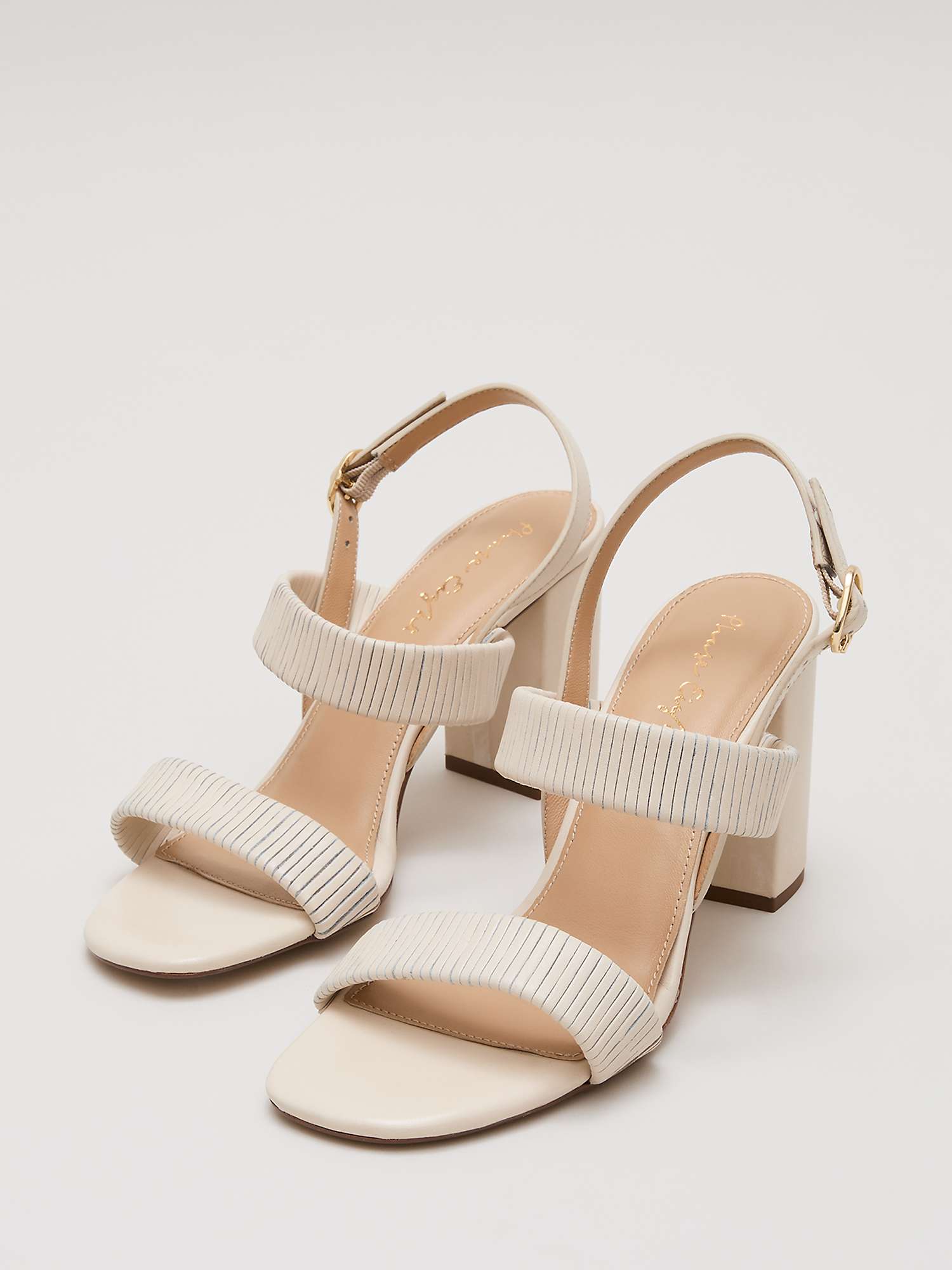Buy Phase Eight Leather Block Heel Sandals, Cream Online at johnlewis.com