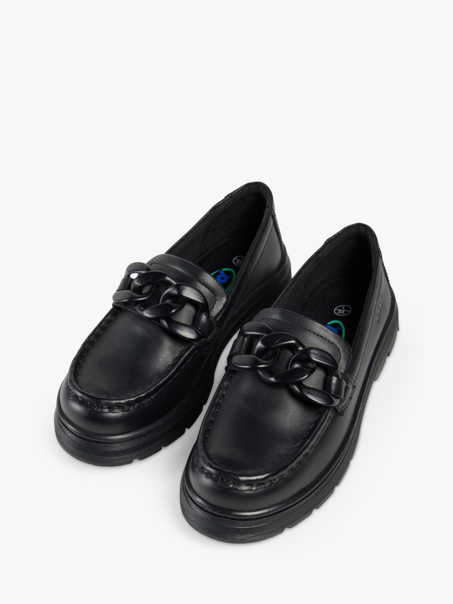 Buy Pod Kids' Mina Chunky Sole Chain Detail Leather Loafers, Black Online at johnlewis.com