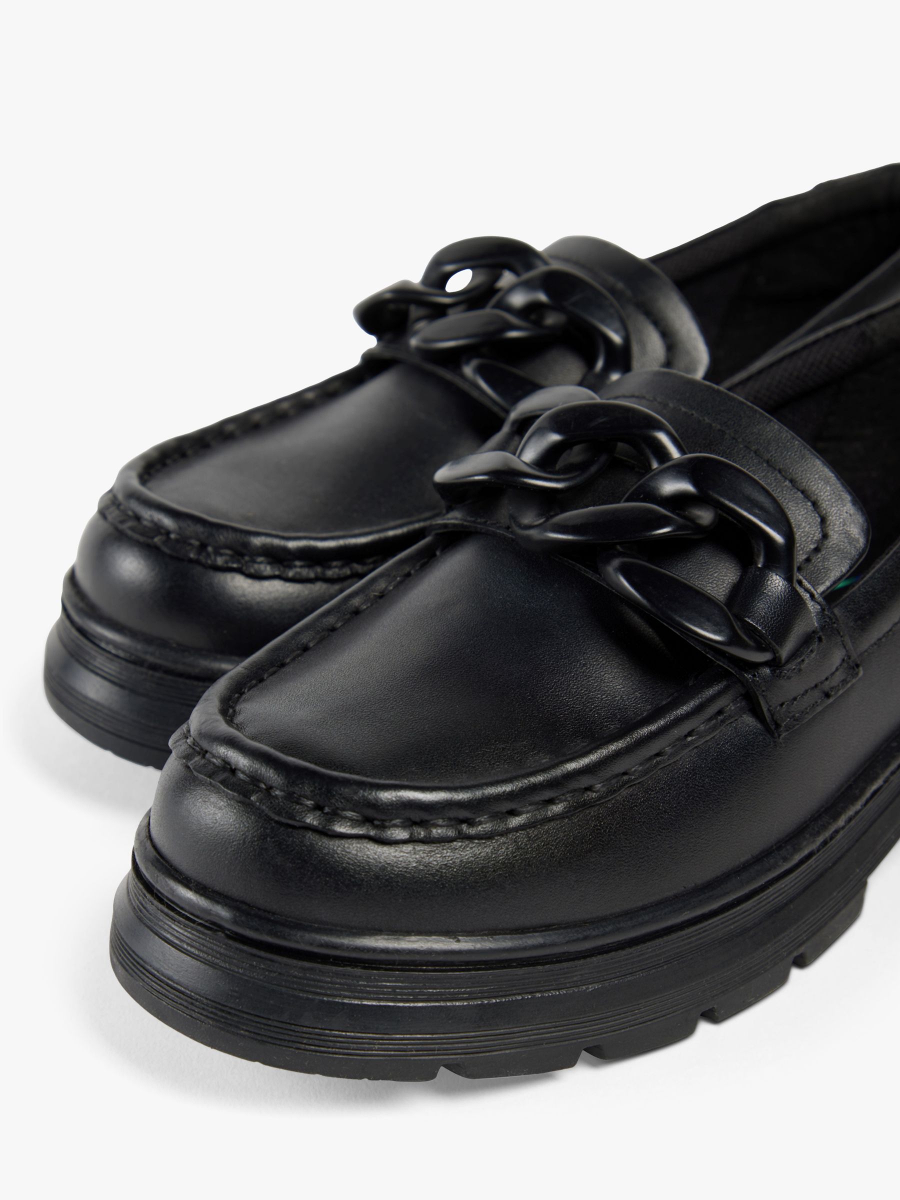 Buy Pod Kids' Mina Chunky Sole Chain Detail Leather Loafers, Black Online at johnlewis.com