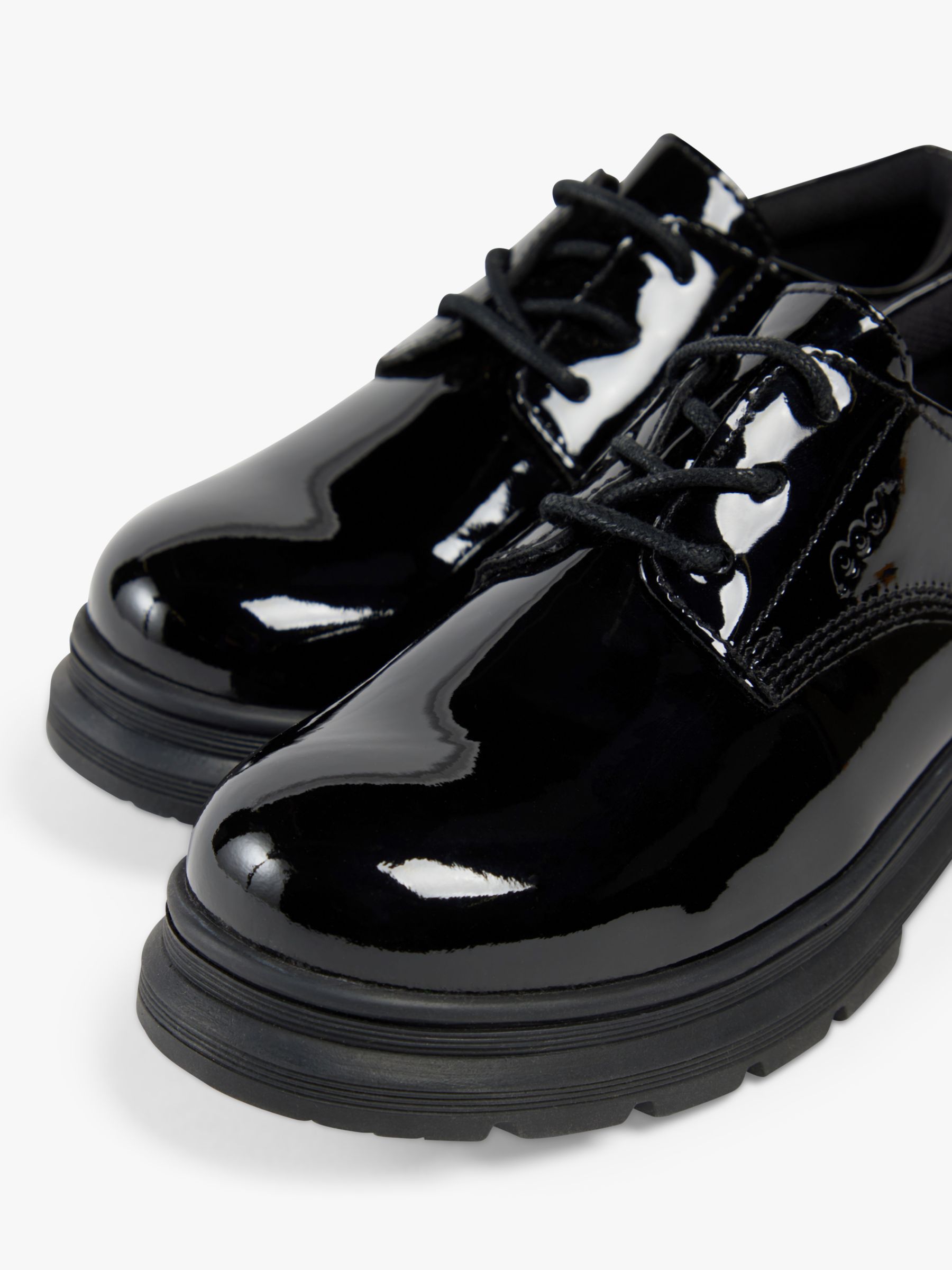 Pod Kids' Irene Patent Leather Lace Up Shoes, Black, 5