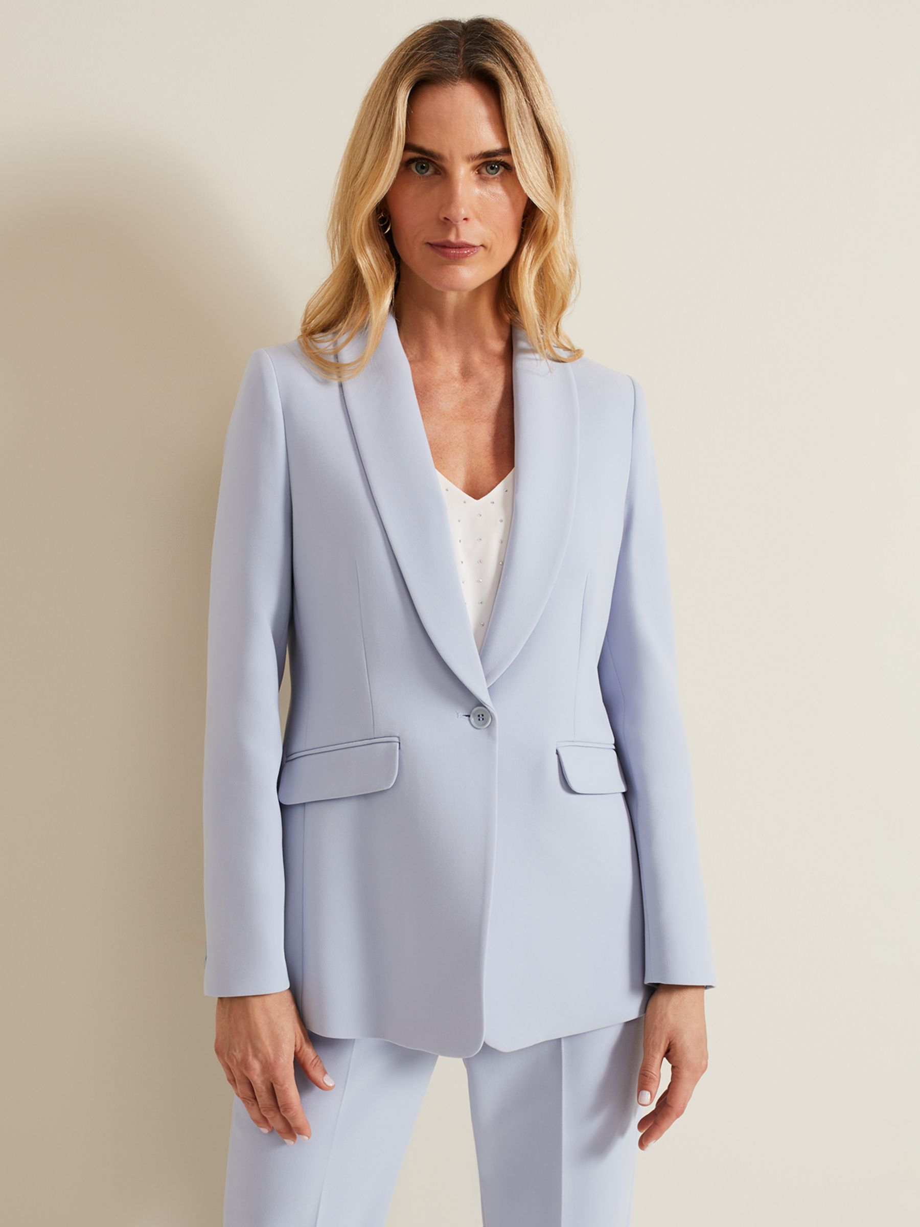 Phase Eight Alexis Shawl Collar Suit Jacket, Pale Blue, 6