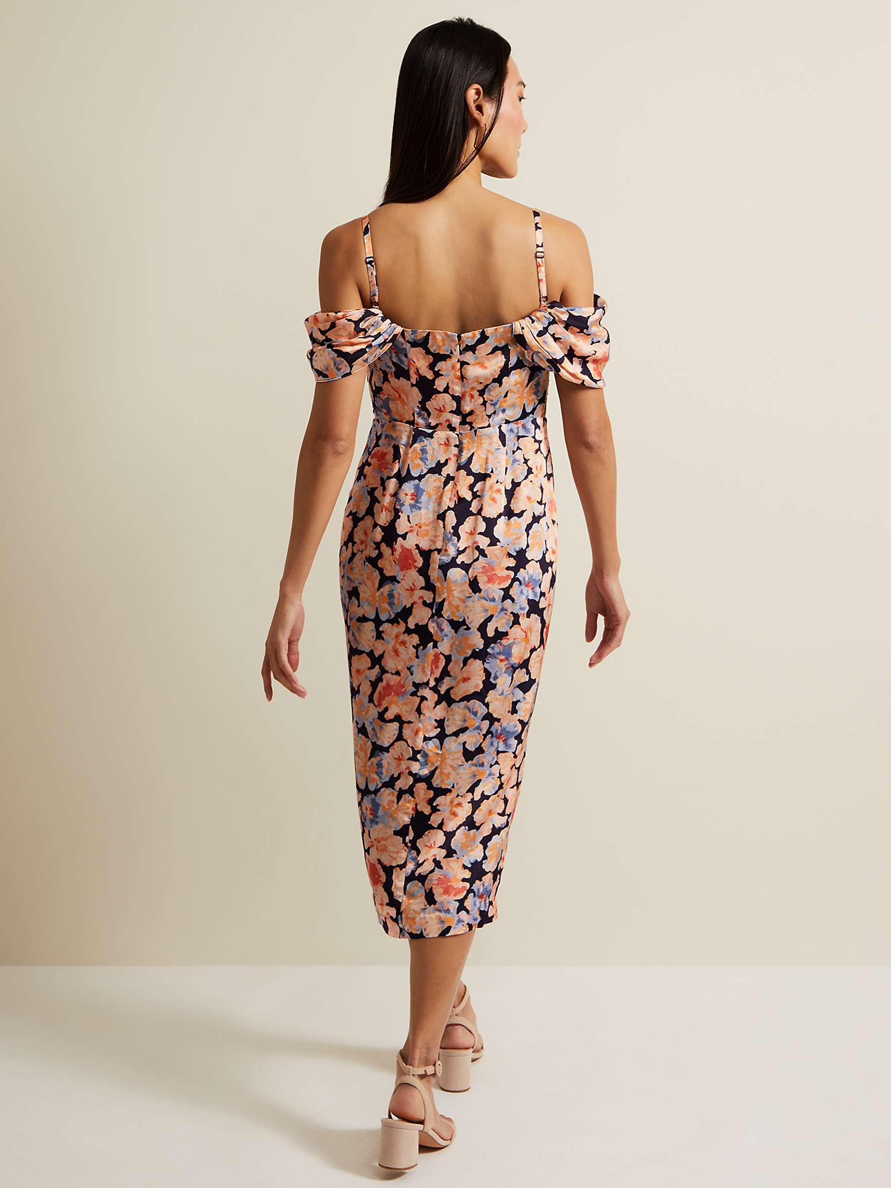 Buy Phase Eight Prudence Floral Print Ruched Midi Dress, Multi Online at johnlewis.com