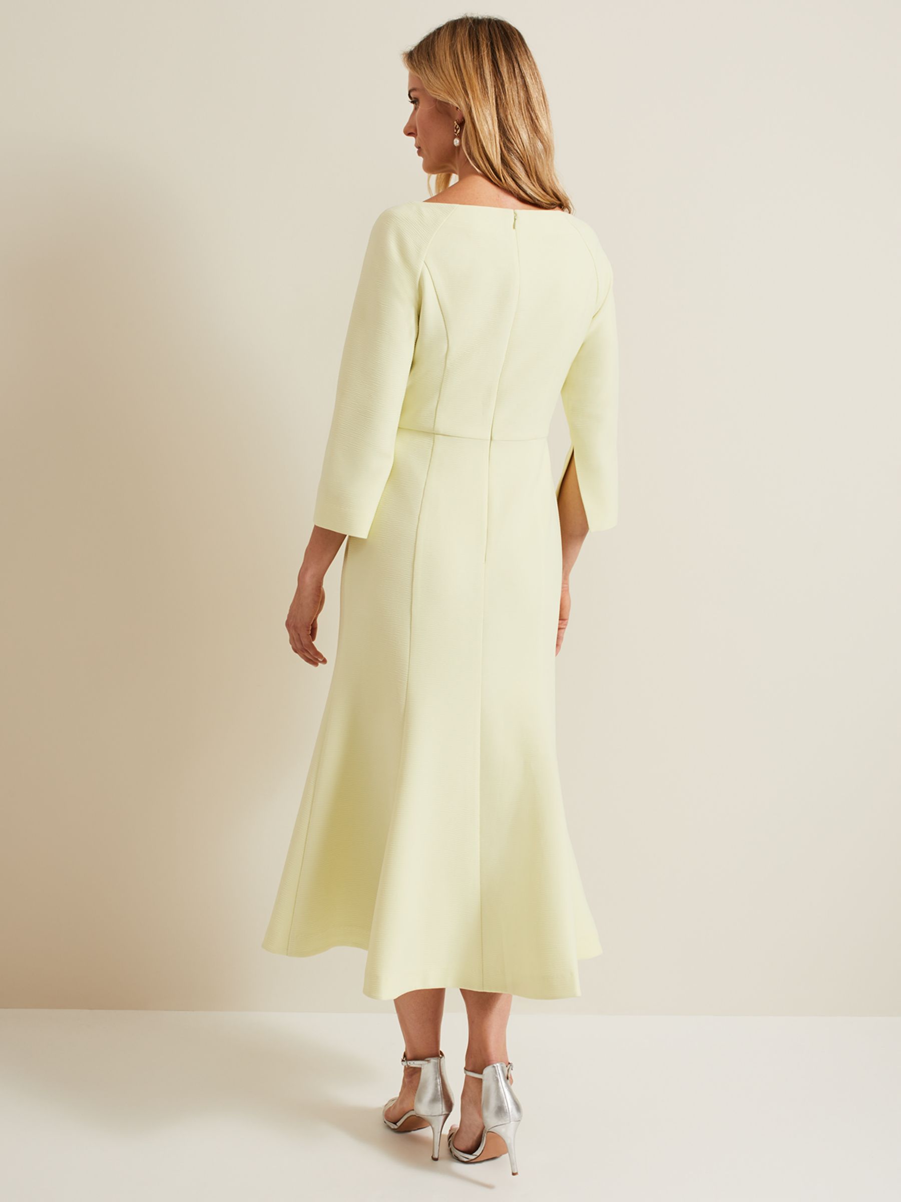 Phase Eight Sienna Tux Style Midi Dress, Pale Yellow, 6