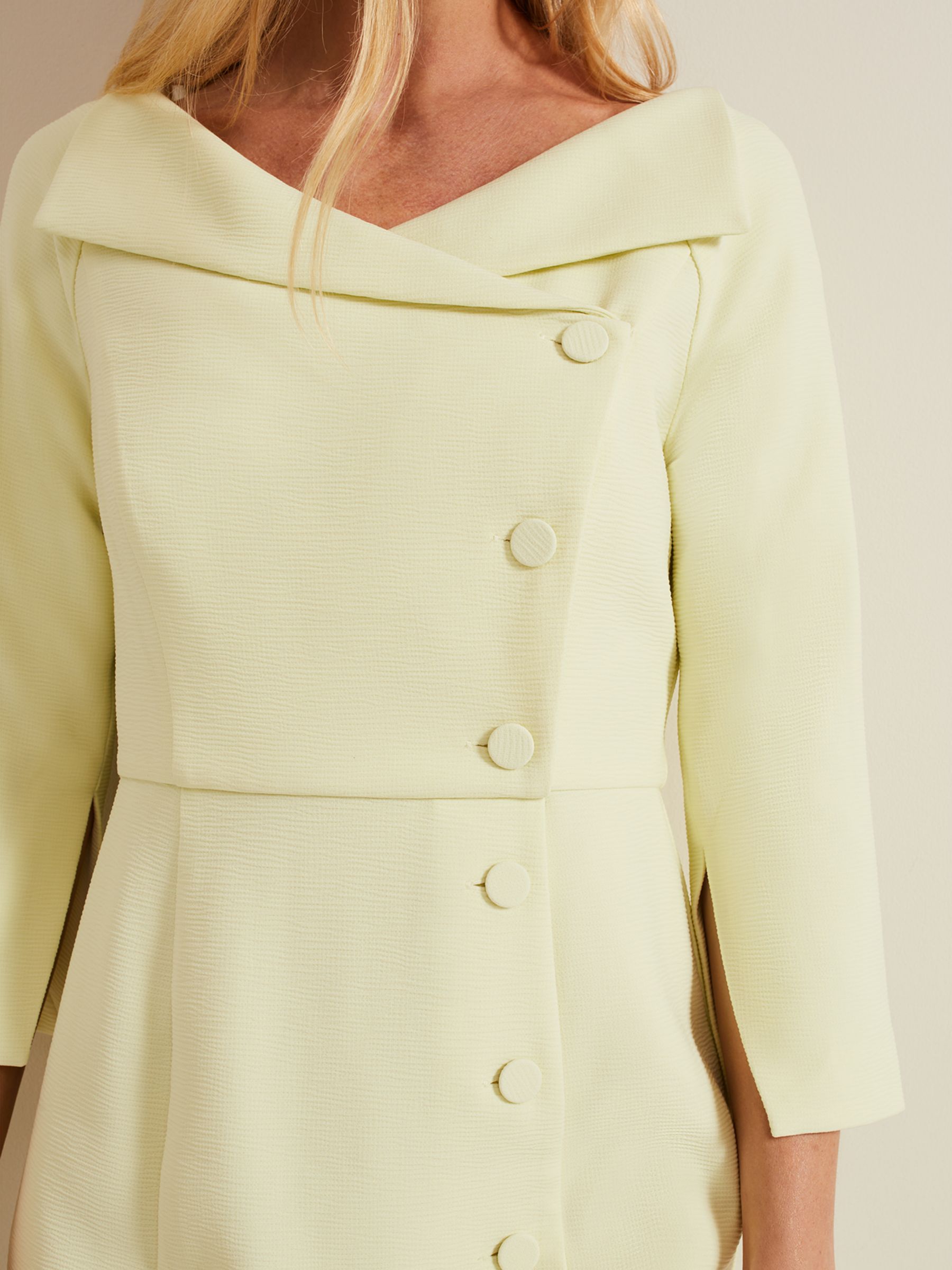 Phase Eight Sienna Tux Style Midi Dress, Pale Yellow, 6