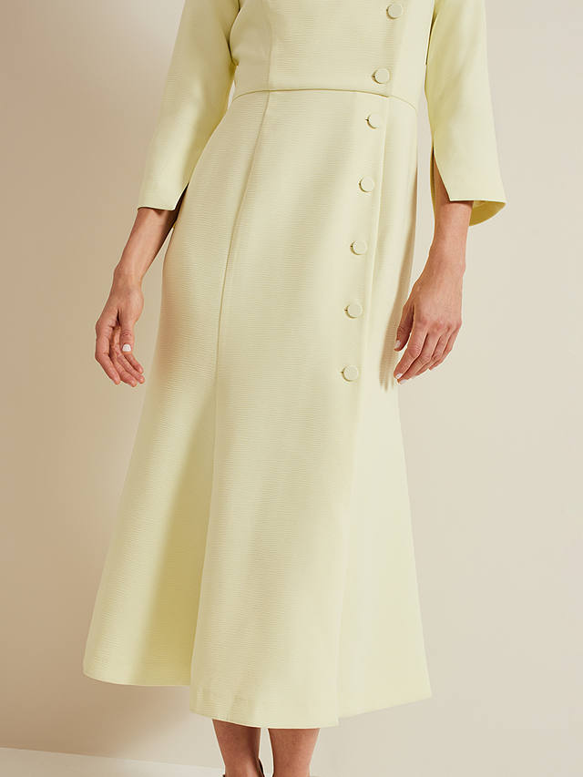 Phase Eight Sienna Tux Style Midi Dress, Pale Yellow