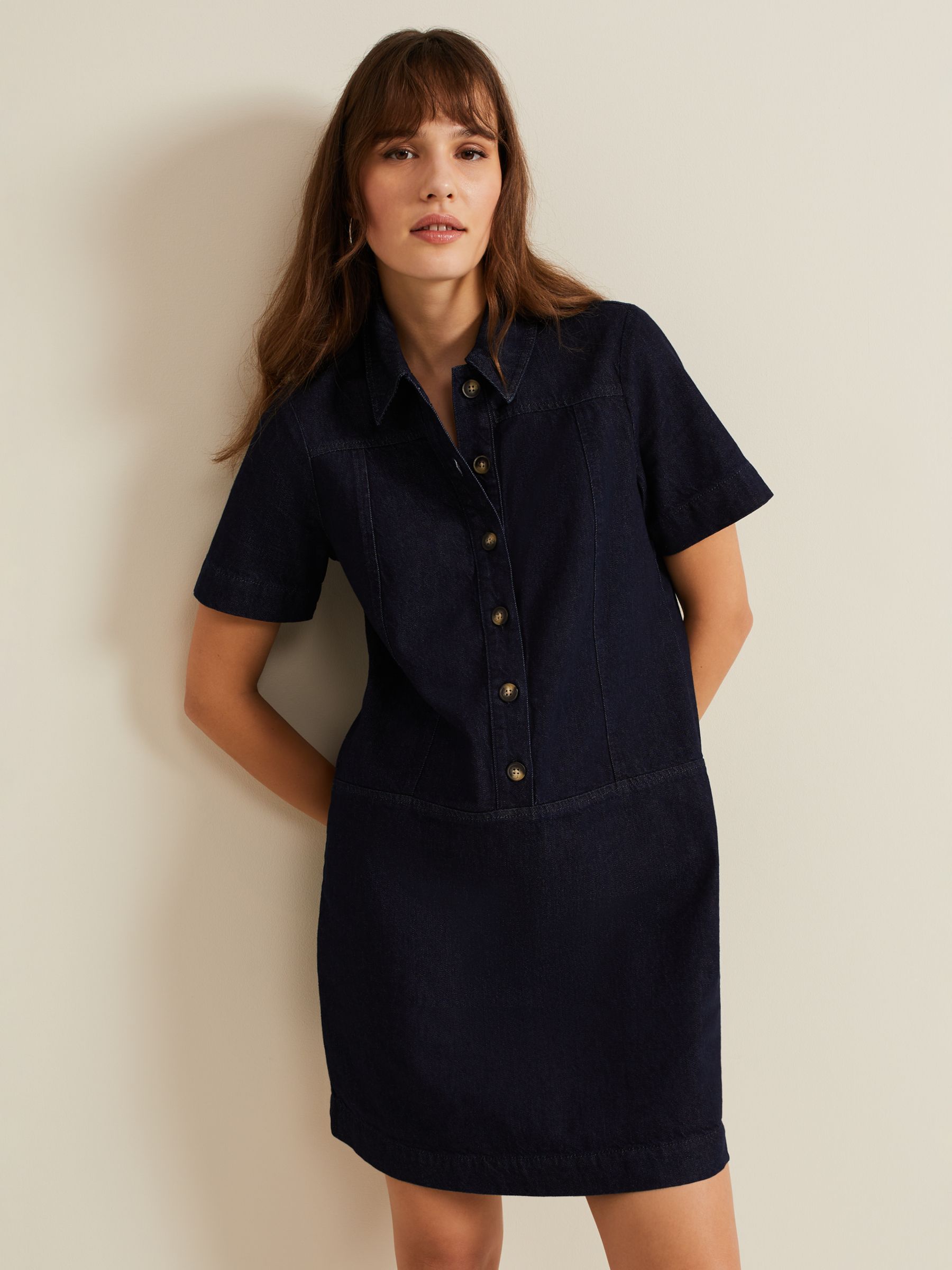 Buy Phase Eight Larisa Denim Tunic Dress, Dark Blue Online at johnlewis.com
