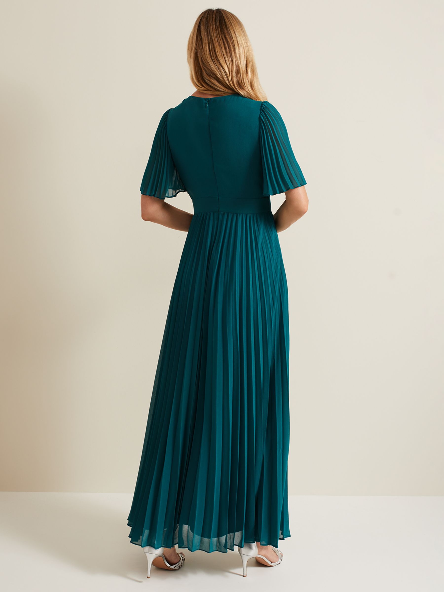 Buy Phase Eight Yasmina Pleated Maxi Dress, Green Online at johnlewis.com