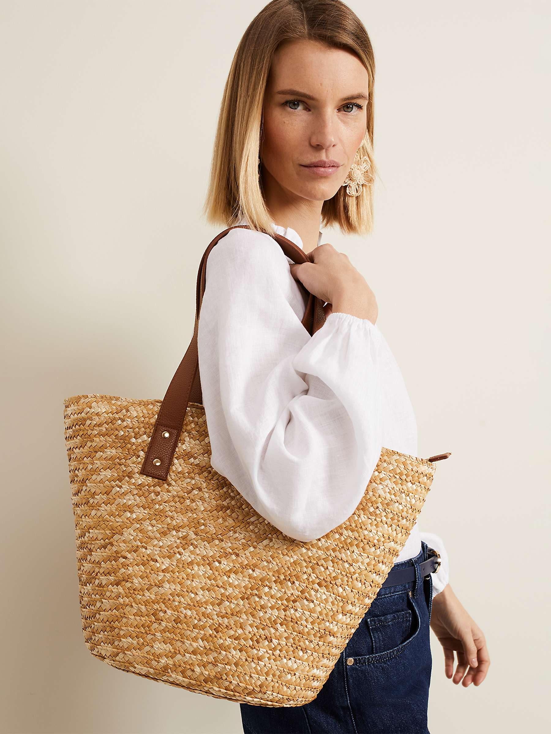 Buy Phase Eight Straw Shoulder Bag, Natural Online at johnlewis.com