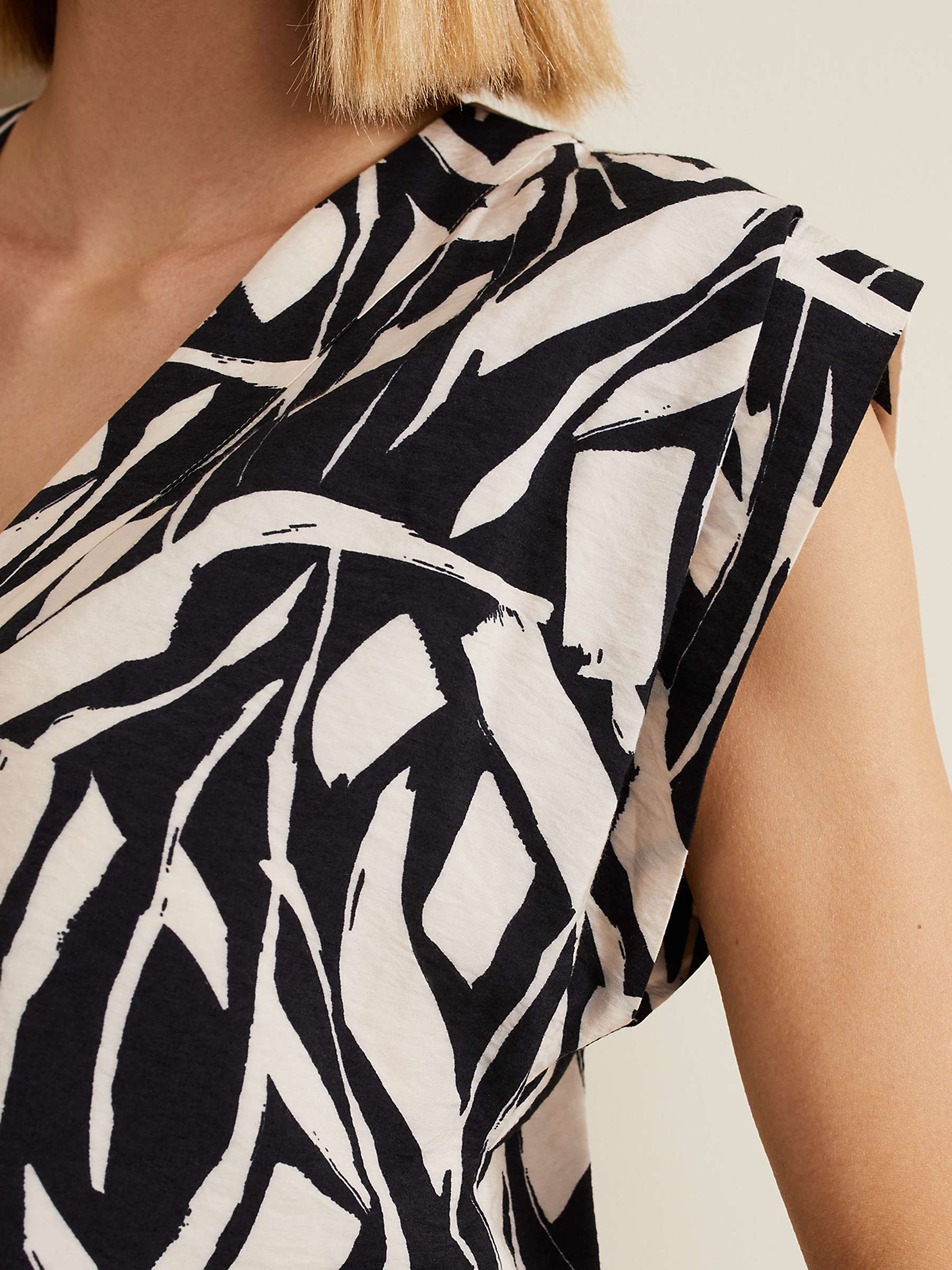 Buy Phase Eight Celyn Notch Printed Blouse, Black/Ivory Online at johnlewis.com