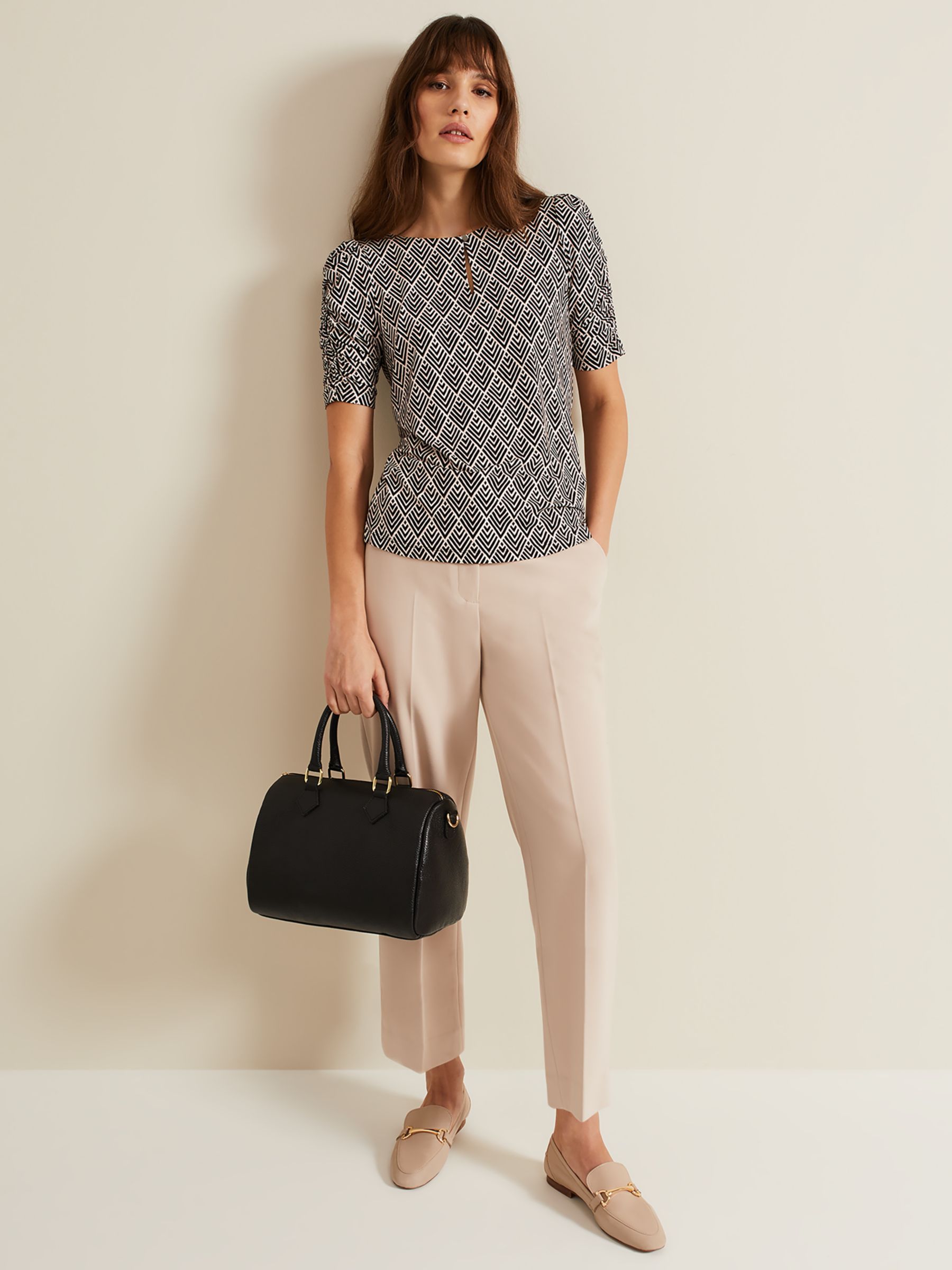 Buy Phase Eight Evelyn Geometric Print Top, Black/White Online at johnlewis.com