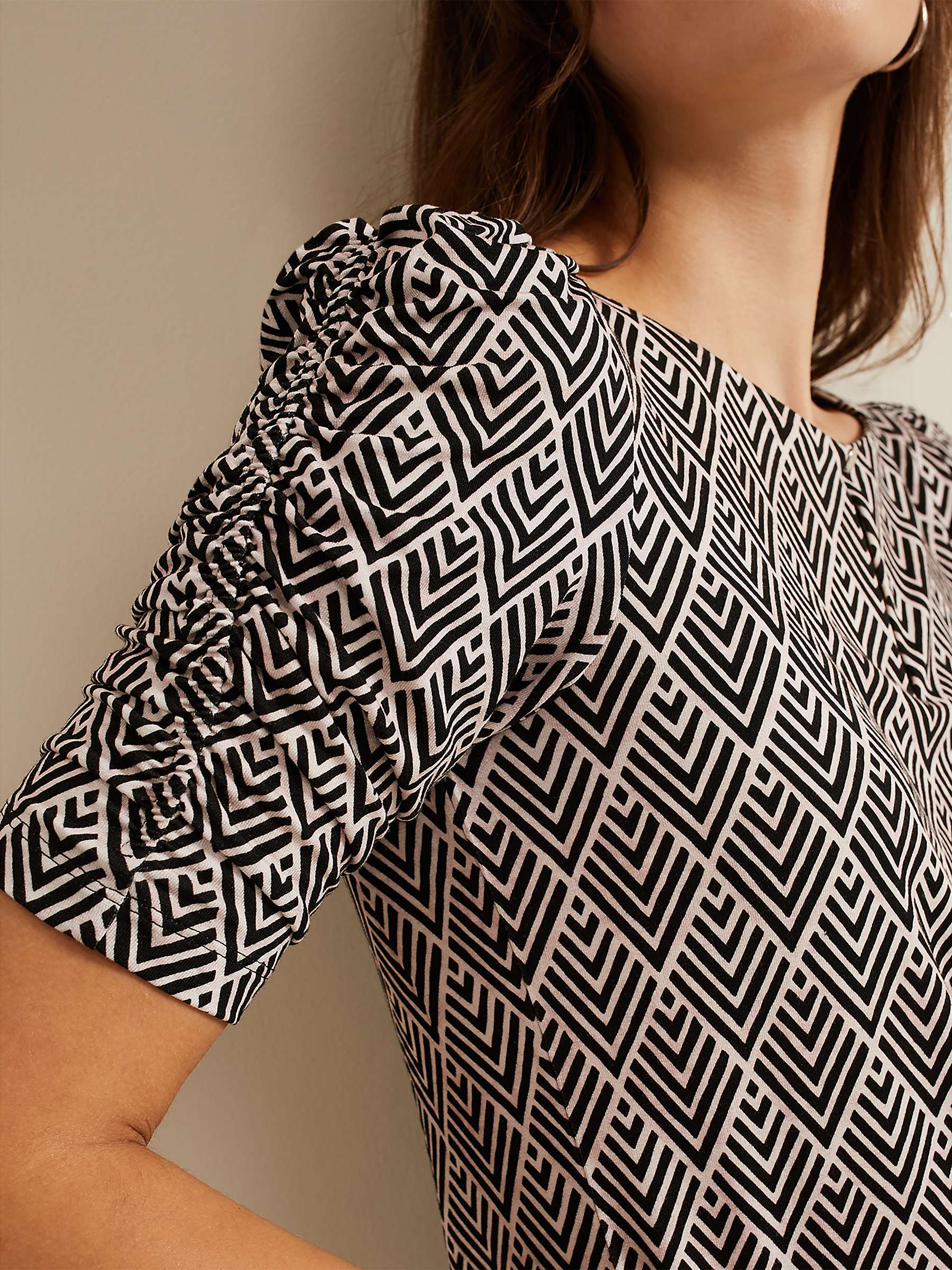 Buy Phase Eight Evelyn Geometric Print Top, Black/White Online at johnlewis.com