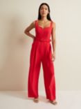 Phase Eight Charlize Belted Jumpsuit, Coral, Coral