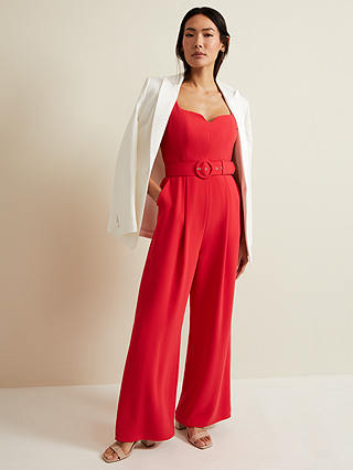 Phase Eight Charlize Belted Jumpsuit, Coral