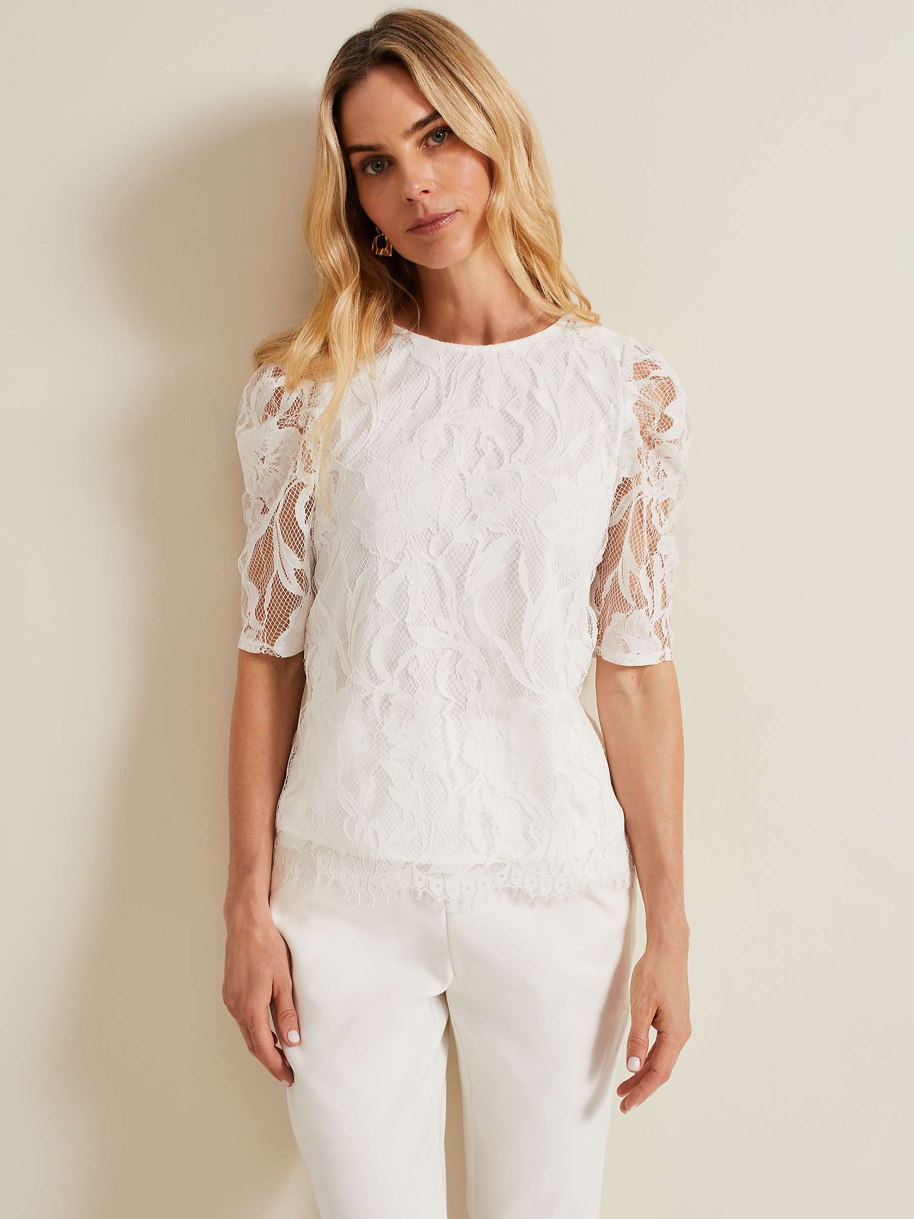 Buy Phase Eight Kaycee Lace Top, Ivory Online at johnlewis.com