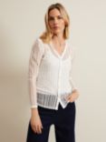 Phase Eight Loraine Linear Burnout Top, Ivory, Ivory