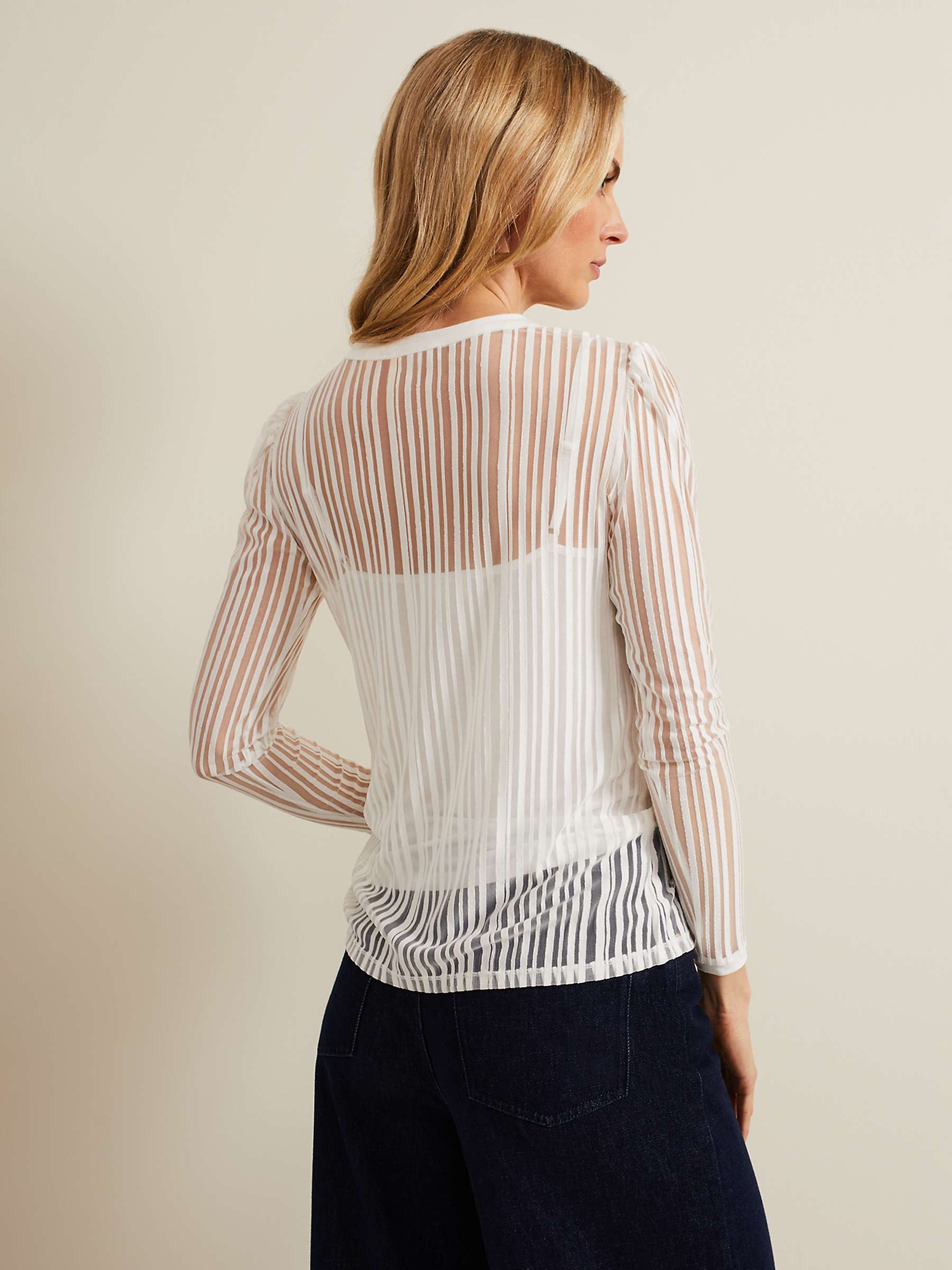 Buy Phase Eight Loraine Linear Burnout Top, Ivory Online at johnlewis.com