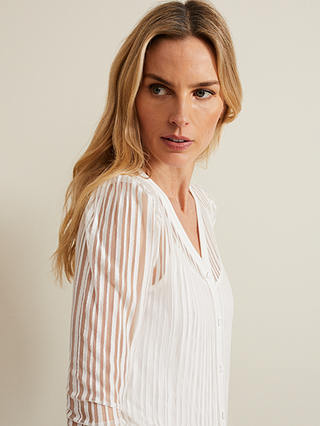 Phase Eight Loraine Linear Burnout Top, Ivory