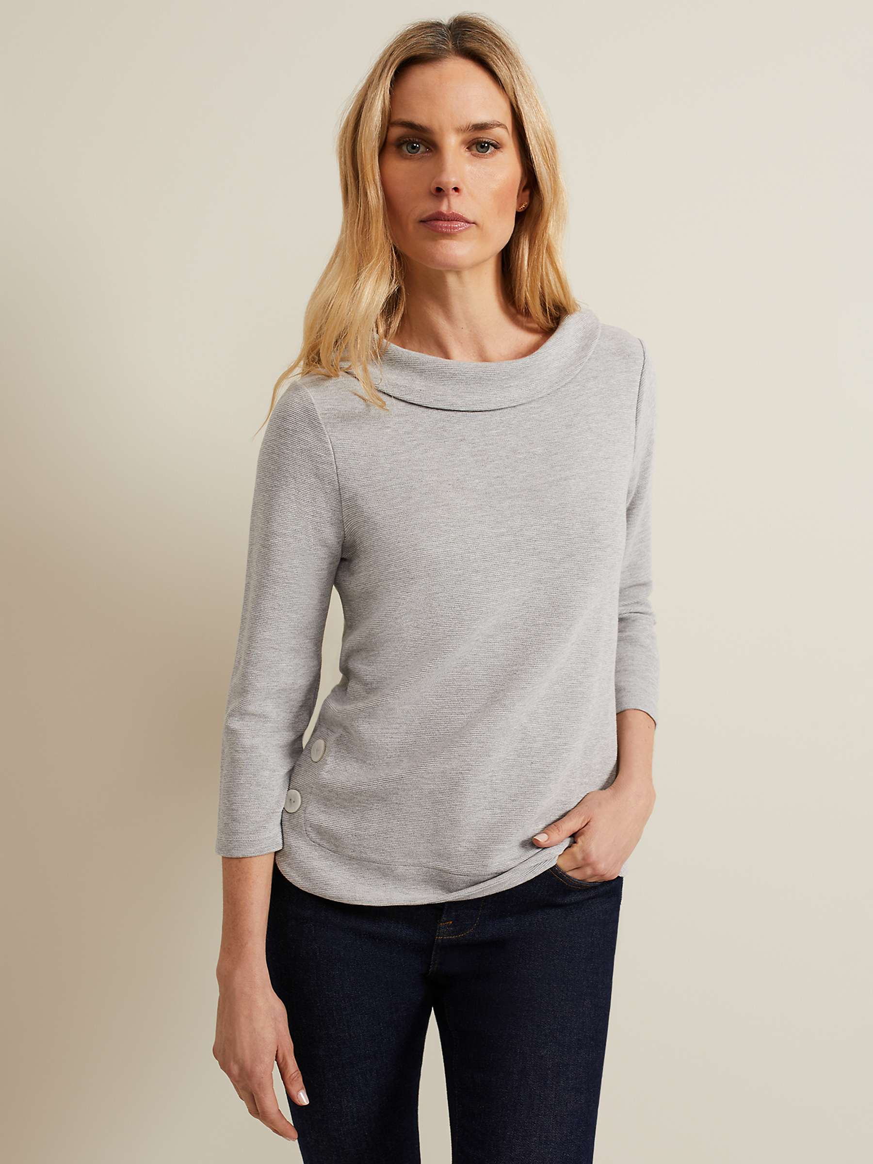 Buy Phase Eight Remy Textured Foldover Neck Top, Grey Online at johnlewis.com