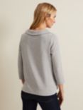Phase Eight Remy Textured Foldover Neck Top, Grey