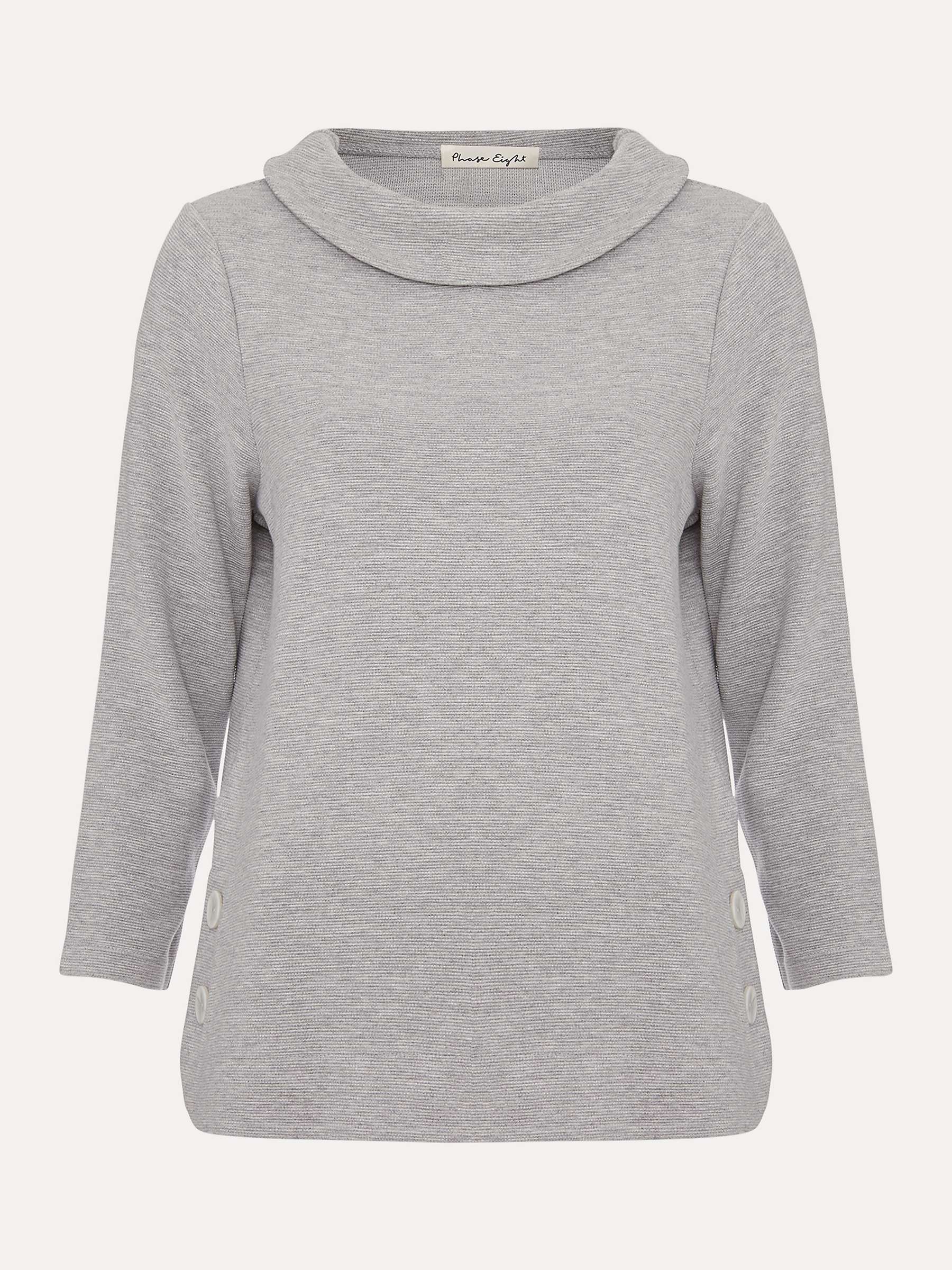 Buy Phase Eight Remy Textured Foldover Neck Top, Grey Online at johnlewis.com