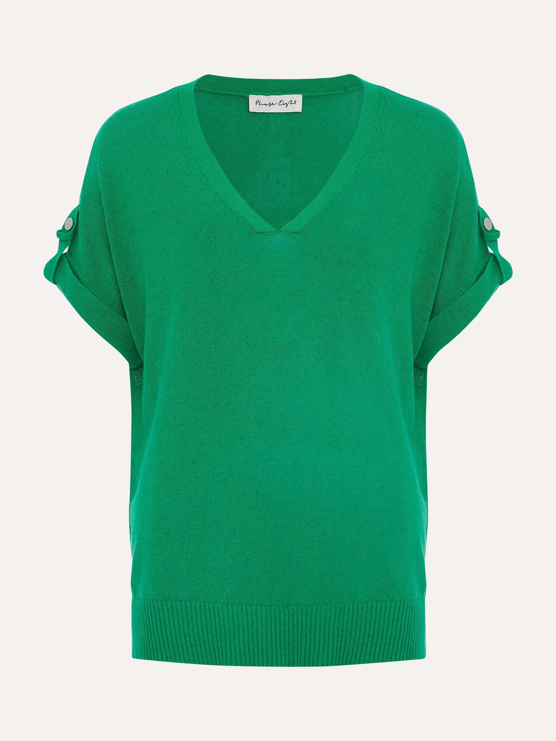 Buy Phase Eight Laura Linen Blend V Neck Top, Green Online at johnlewis.com