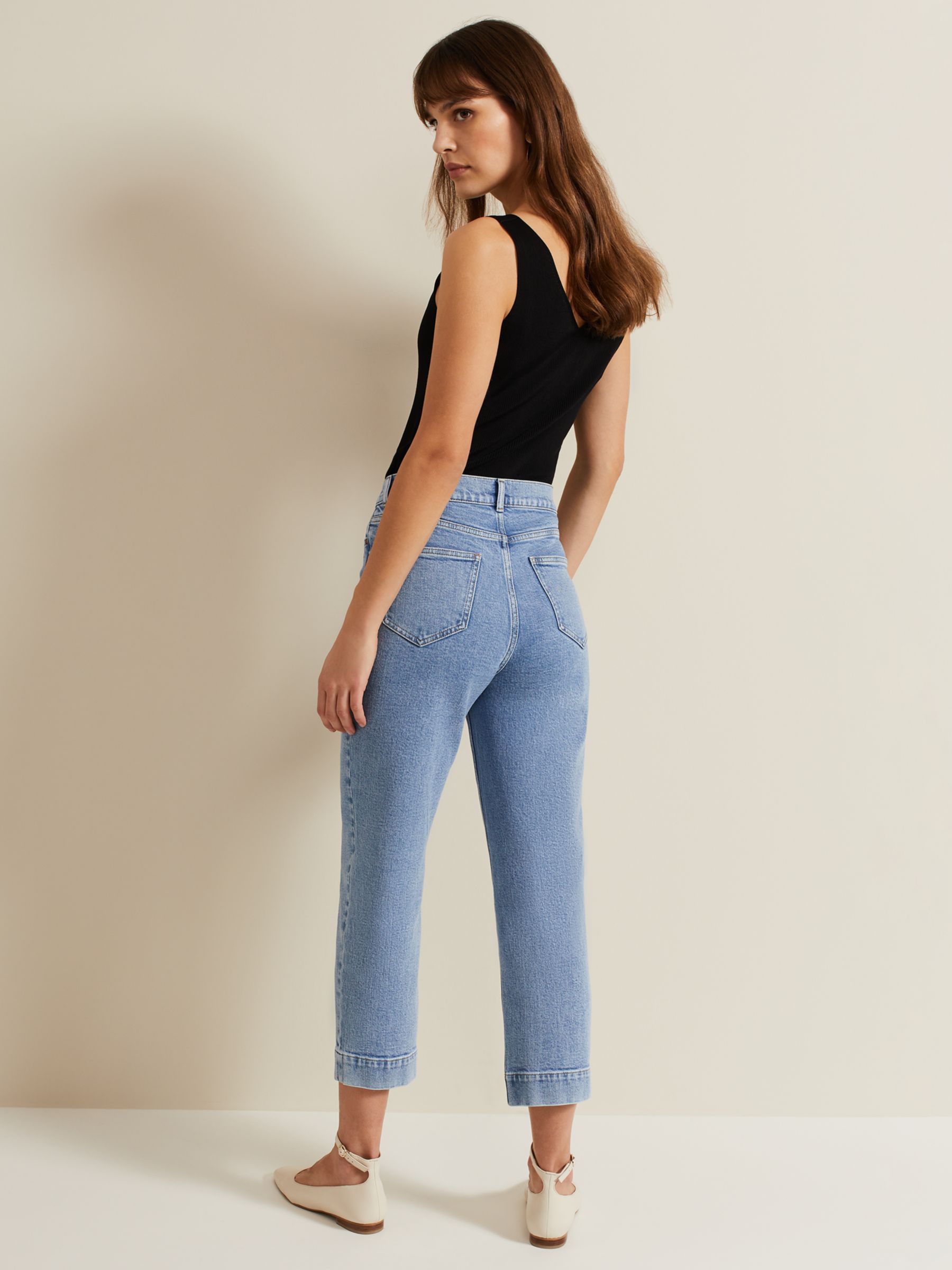 Phase Eight Lexi Cropped Jeans, Mid Wash, 8