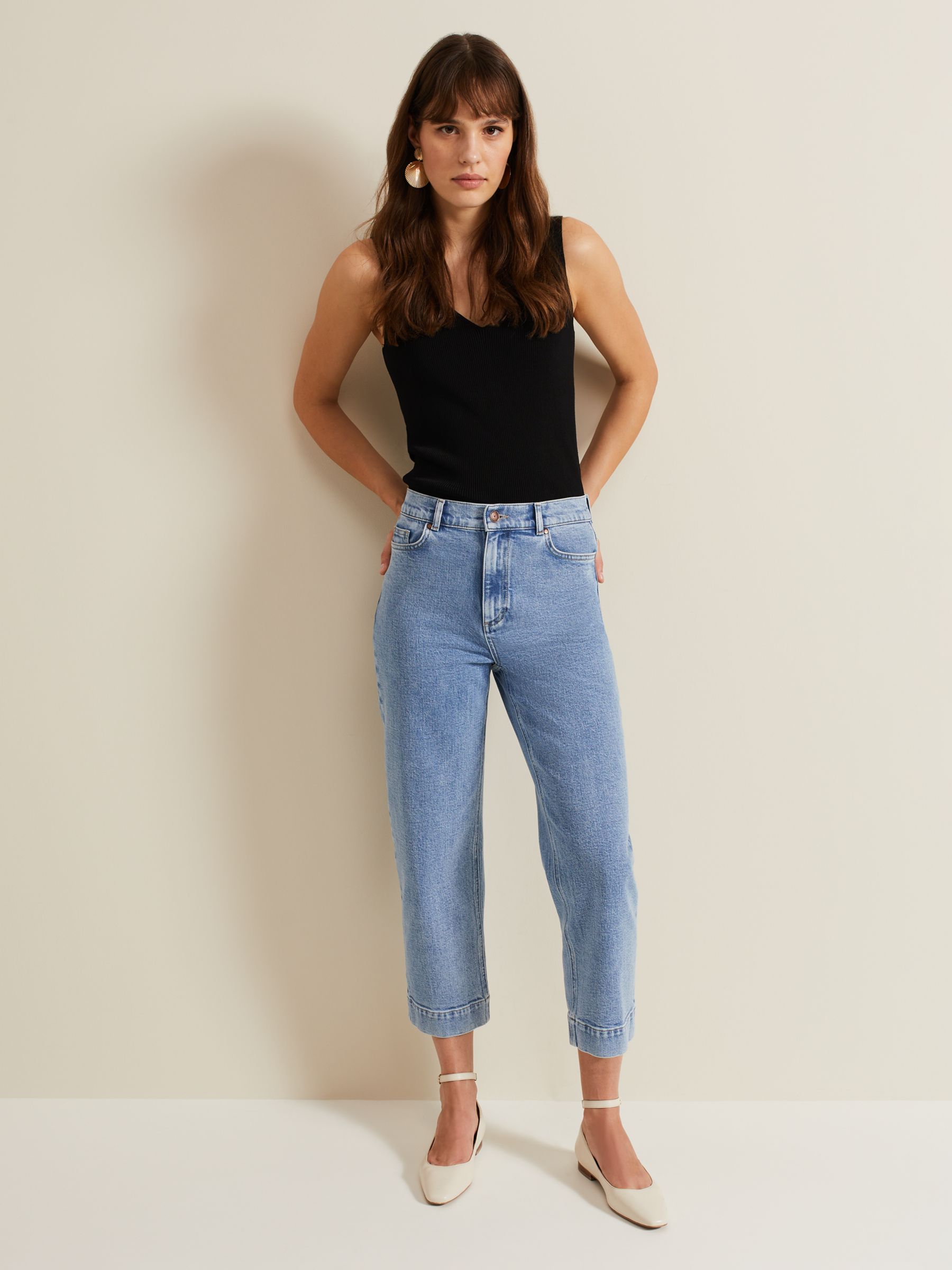 Phase Eight Lexi Cropped Jeans, Mid Wash, 8