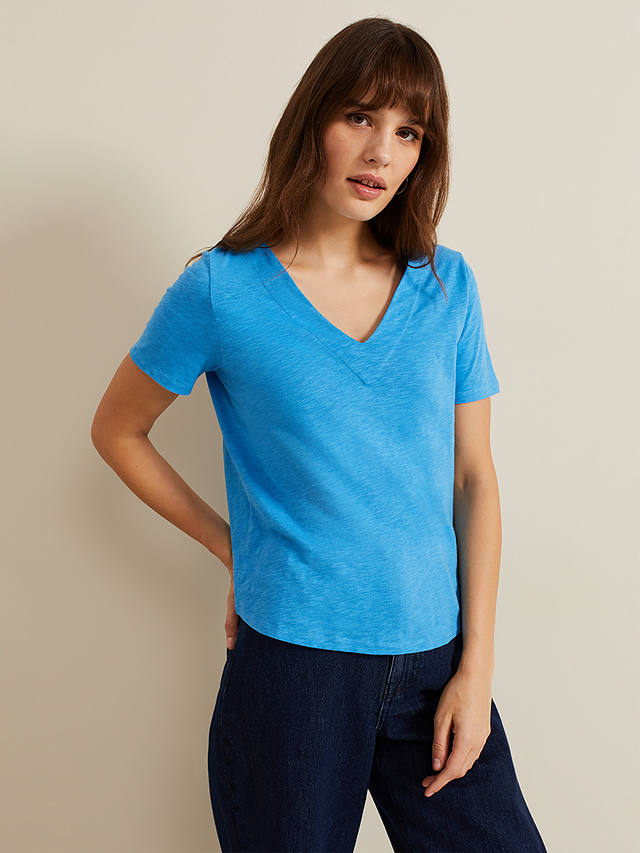 Phase Eight Elspeth V-Neck T-Shirt, Blue