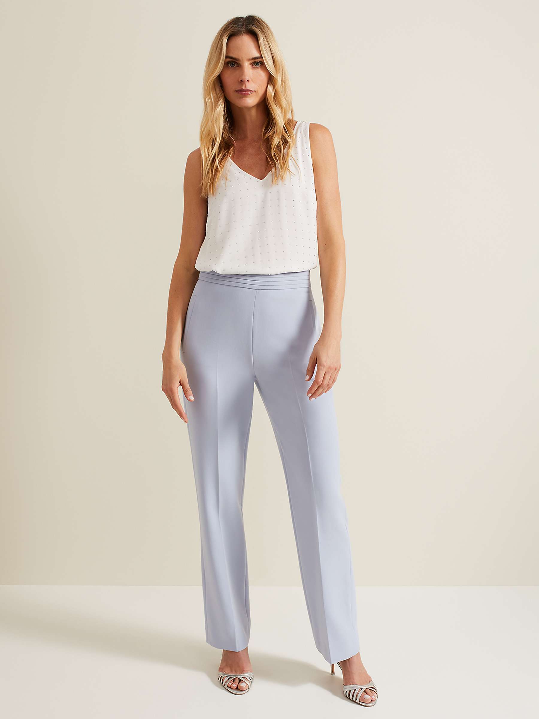 Buy Phase Eight Alexis Pleat Waistband Suit Trousers, Pale Blue Online at johnlewis.com