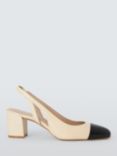 Stuart Weitzman Sleek 50 Contrast Toe Slingback Court Shoes, Vanilla/Black