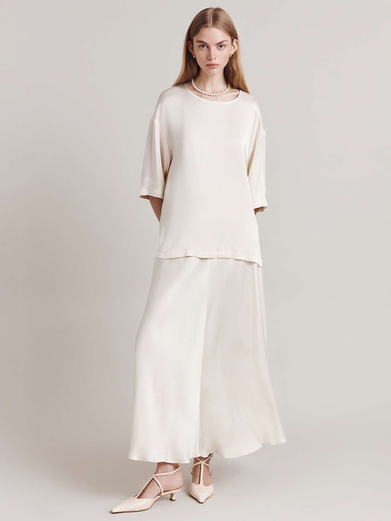 Buy Ghost Colette Slip Maxi Skirt, Ivory Online at johnlewis.com