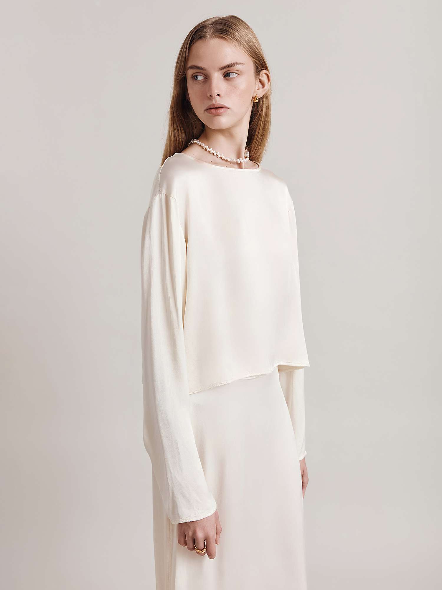 Buy Ghost Evelyn Cropped Satin Top Online at johnlewis.com