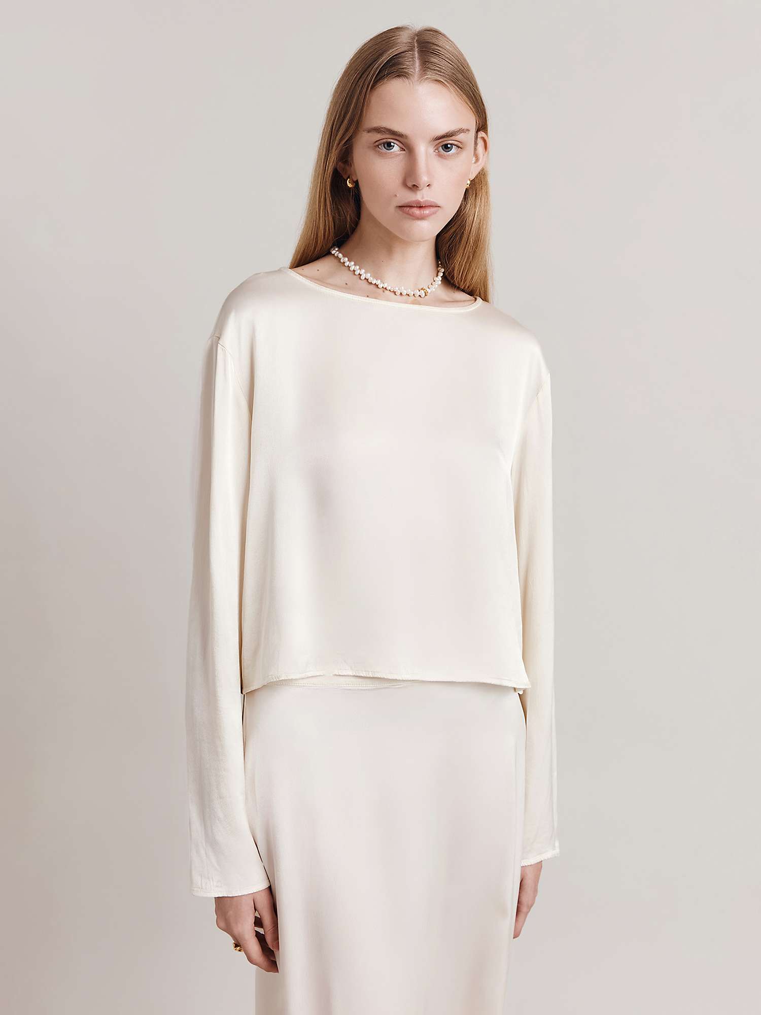 Buy Ghost Evelyn Cropped Satin Top Online at johnlewis.com