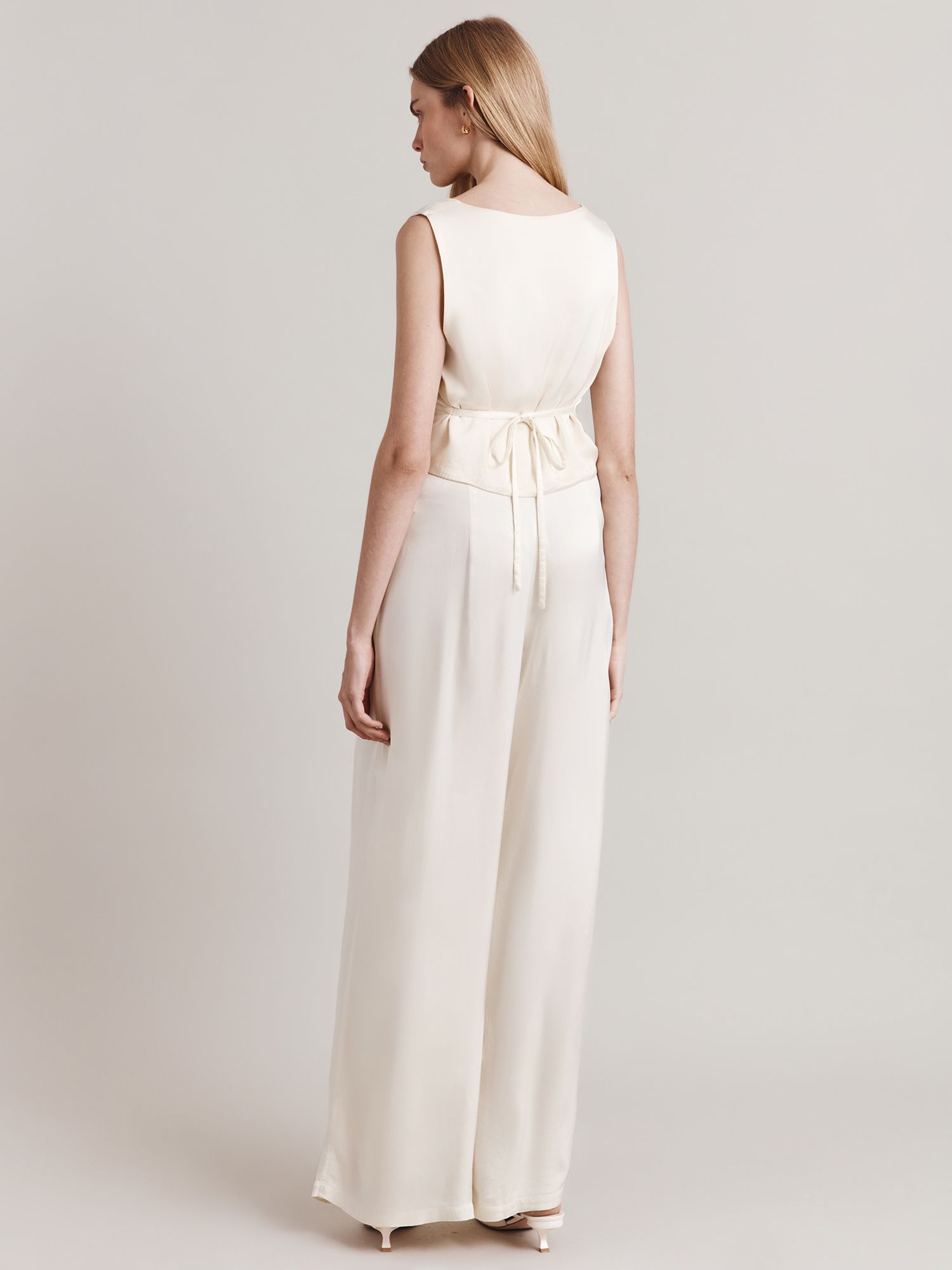 Ghost Eden Cropped Satin Waistcoat, Ivory, XS