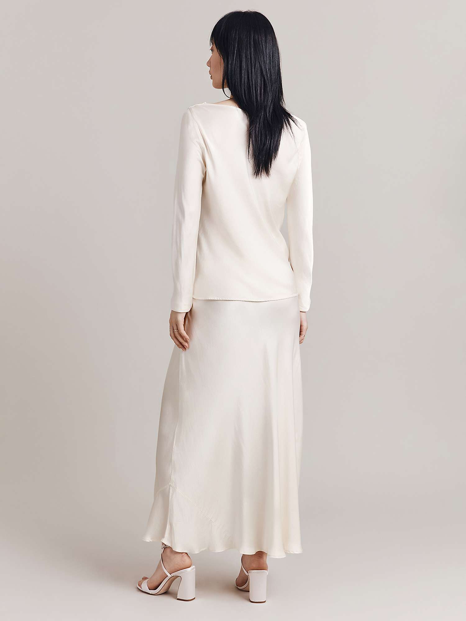 Buy Ghost Jannae Bias Cut Satin Slip Maxi Skirt Online at johnlewis.com