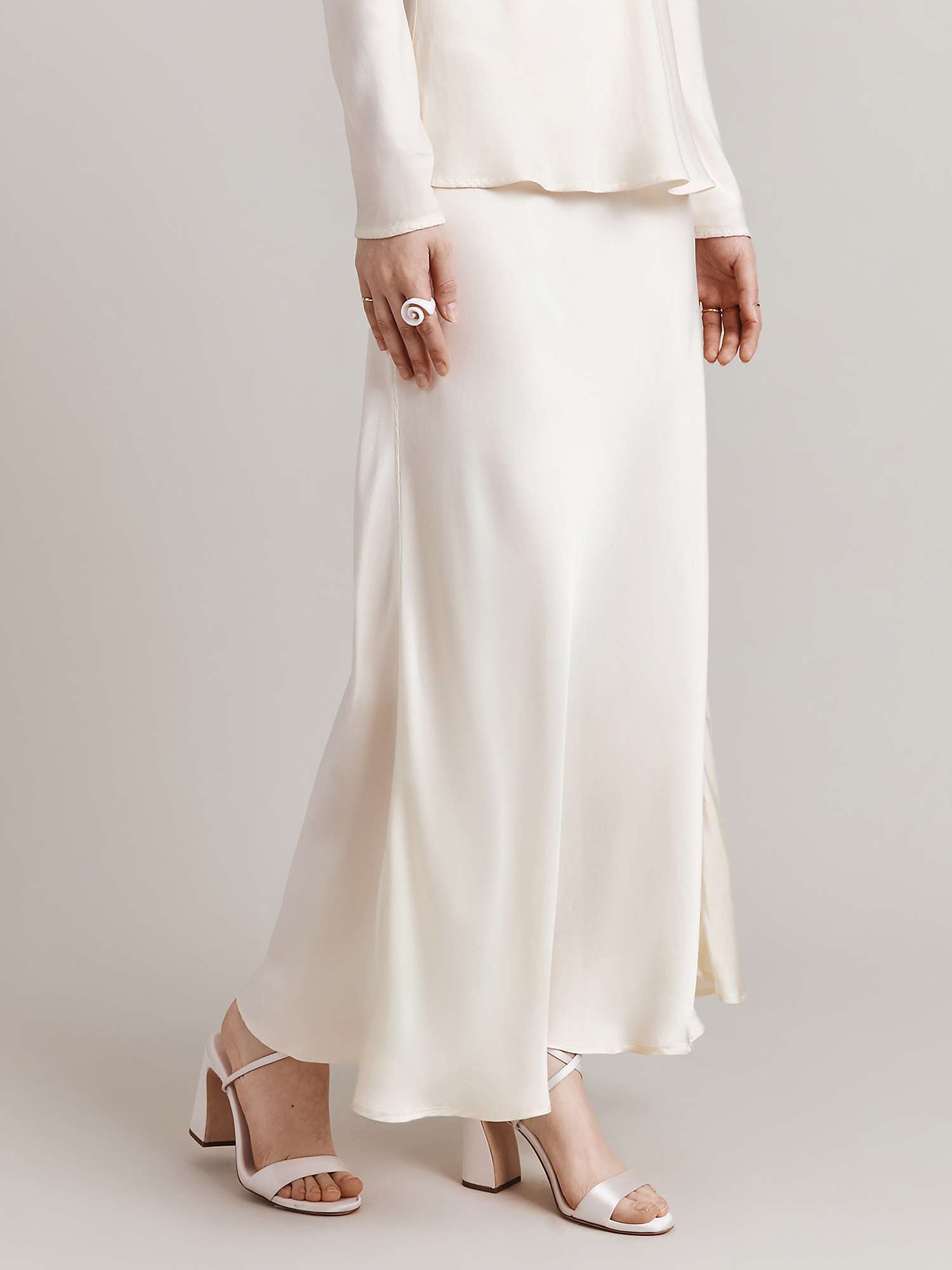 Buy Ghost Jannae Bias Cut Satin Slip Maxi Skirt Online at johnlewis.com