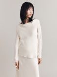 Ghost Isabella Cowl Neck Satin Blouse, Ivory